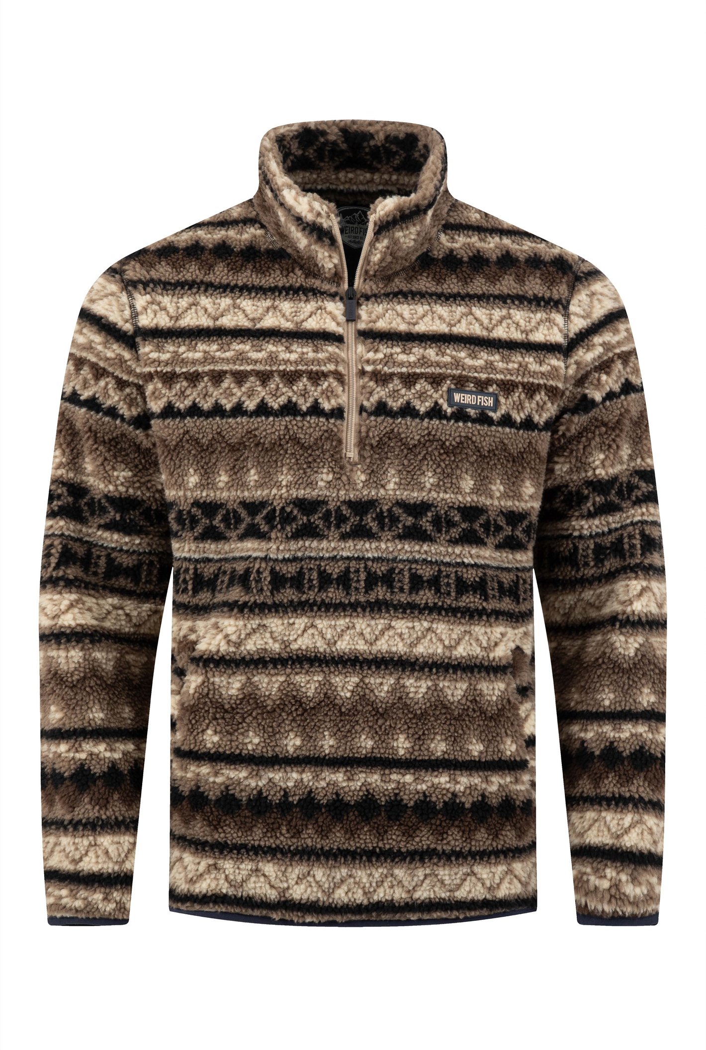 Weird Fish Nash 1/4 Zip Jacquard Borg Fleece SandStone Size 5XL