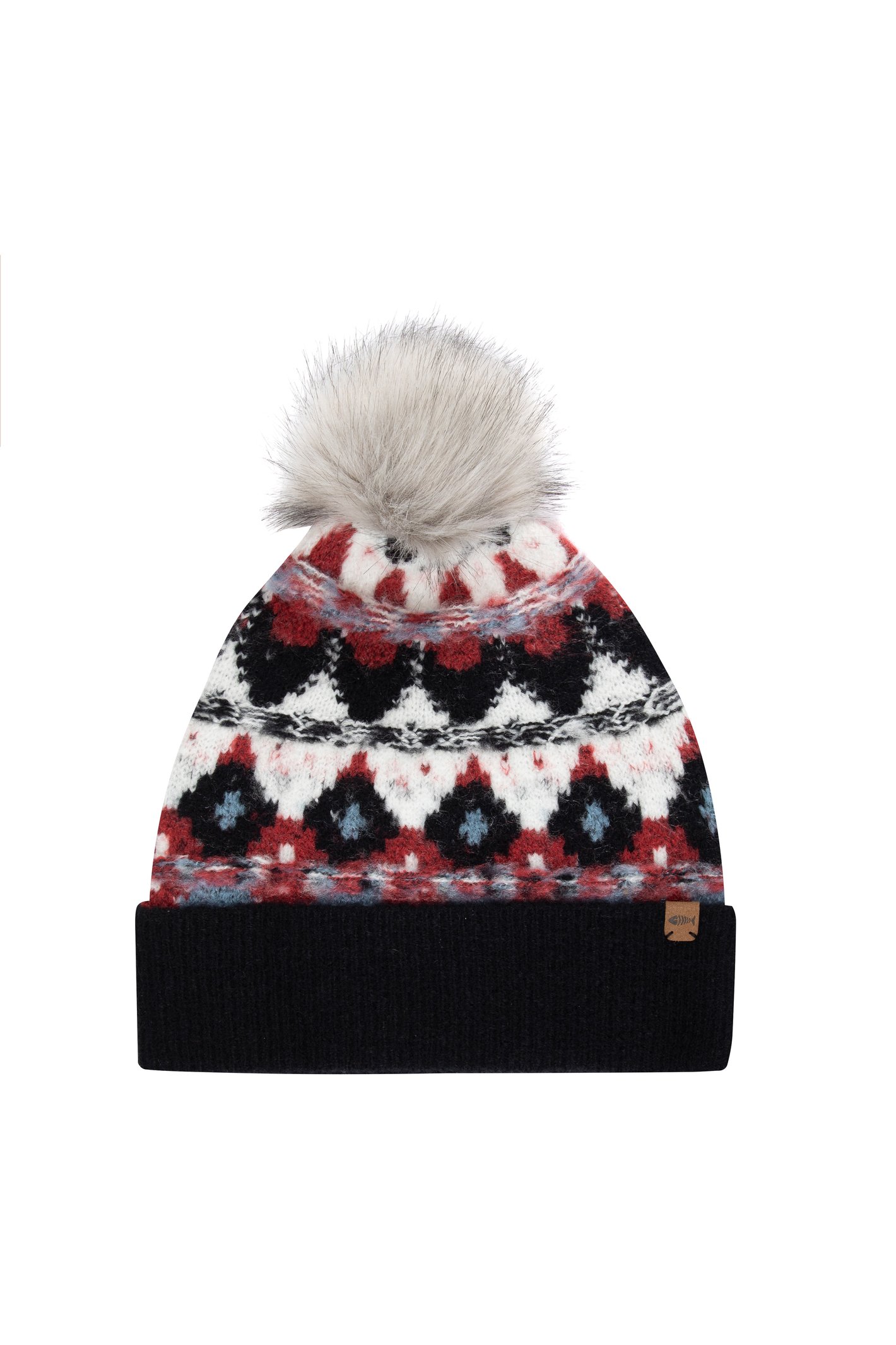 Weird Fish Frady Fair Isle Bobble Hat Navy Size ONE