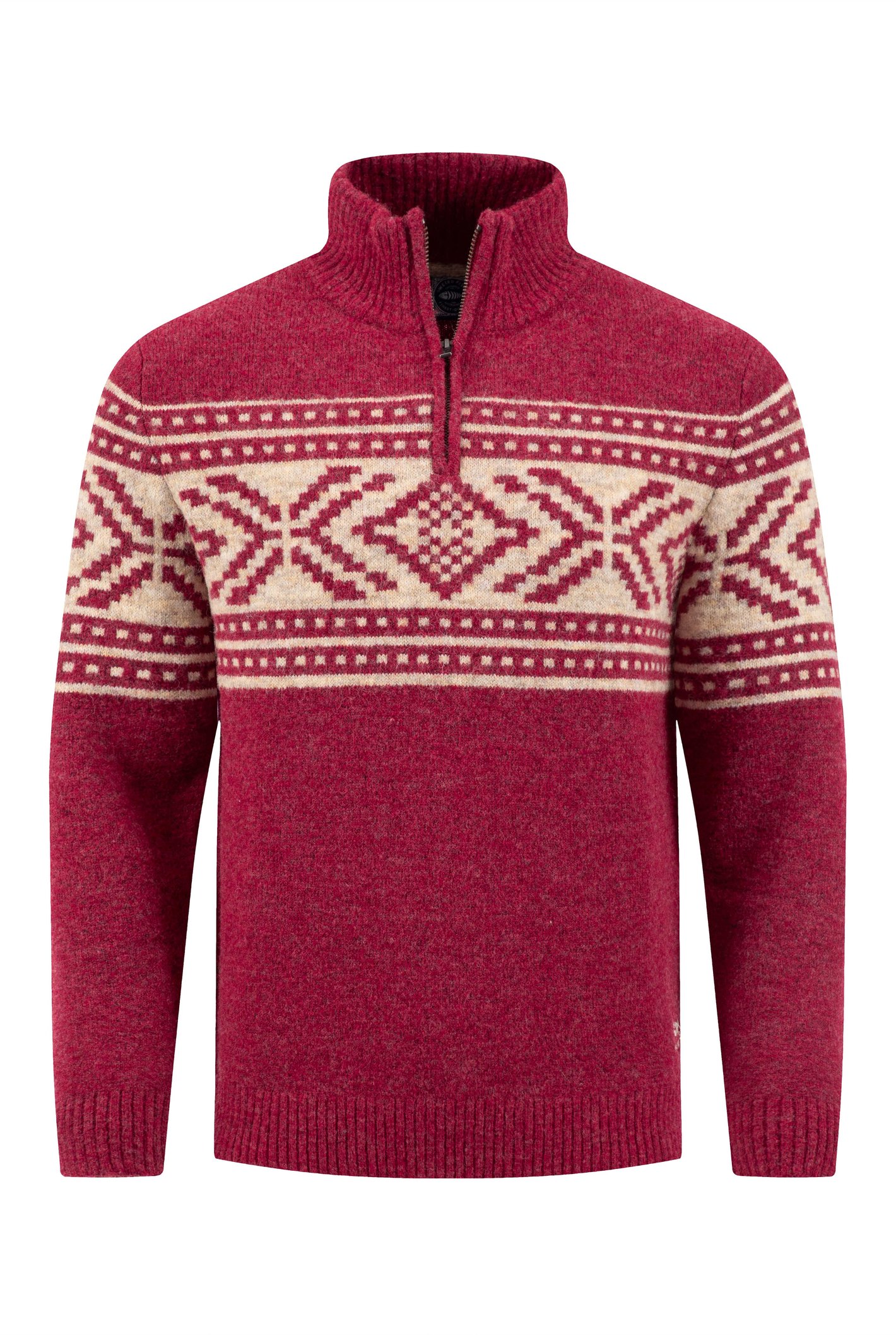 Weird Fish Kilnworth 1/4 Zip Fair Isle Jumper Red Size M