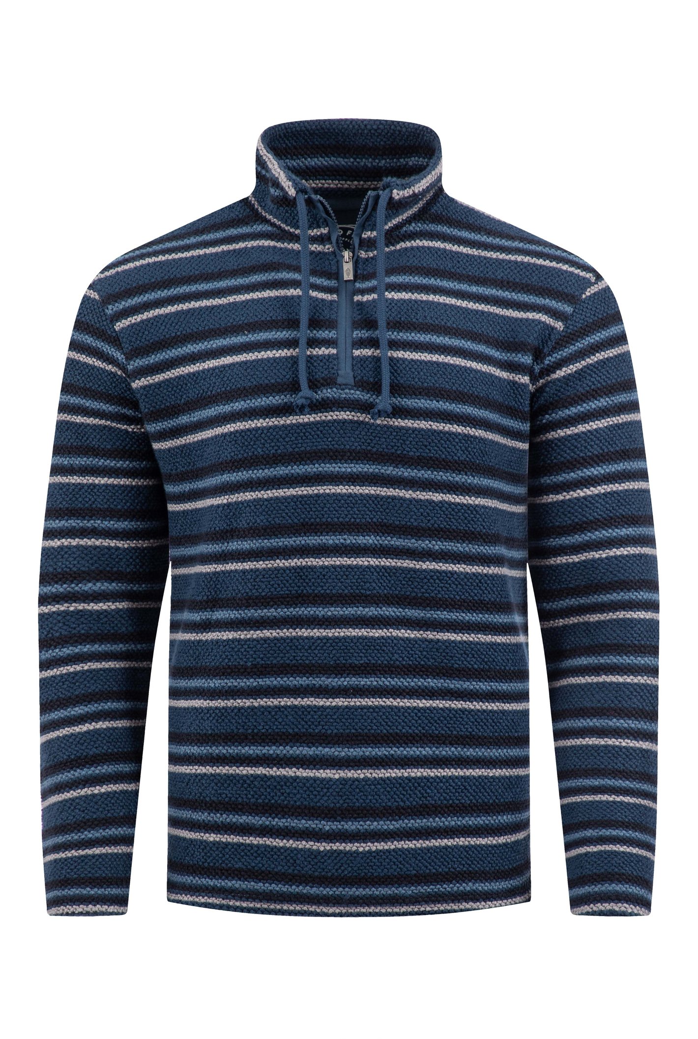 Weird Fish Oscar 1/4 Zip Striped Kierra Knit Macaroni Midnight Size 3XL