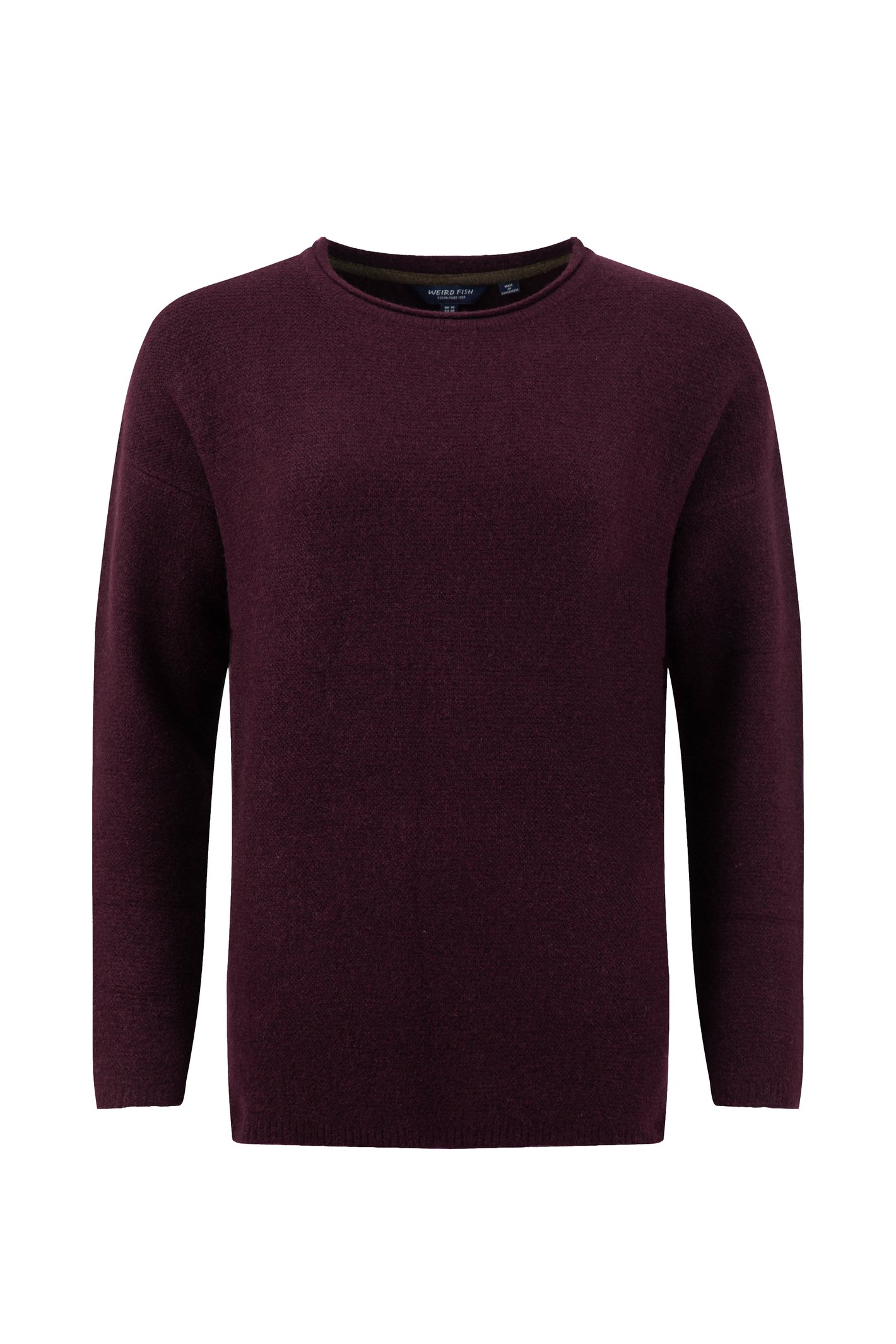 Weird Fish Arlen Textured Crew Neck Jumper Pinot Wine Size 14