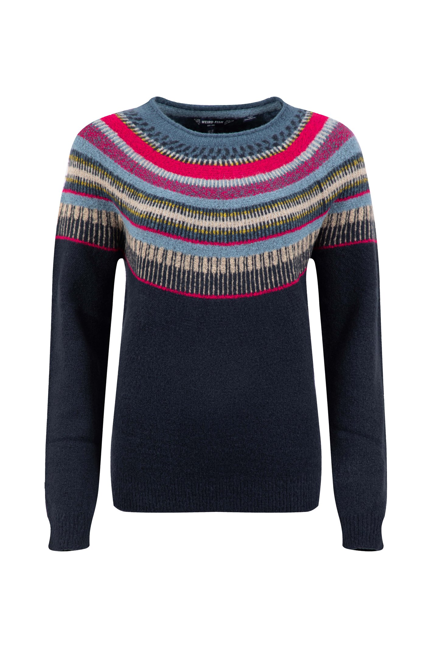 Weird Fish Carmelo Fair Isle Jumper Navy Size 12
