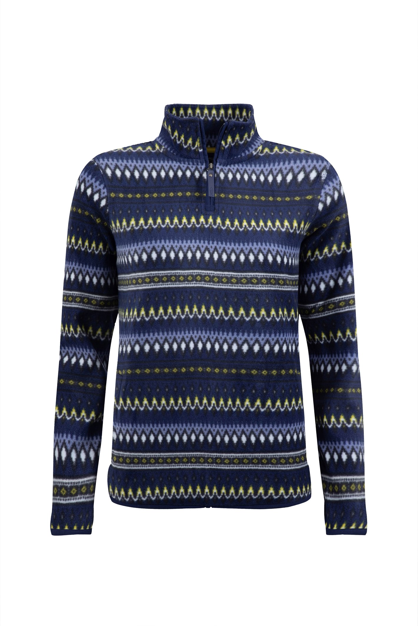 Weird Fish Reena 1/4 Zip Printed Microfleece Dark Navy Size 10