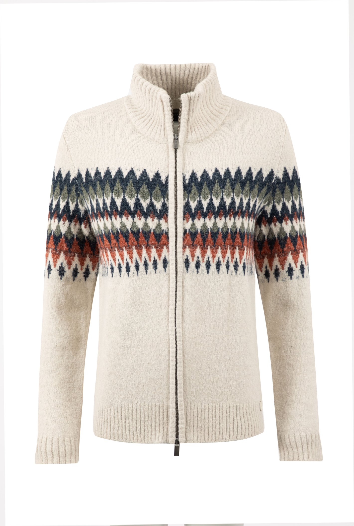 Weird Fish Lenka Fair Isle Sparkle Full Zip Knit Cardigan Chalk Size 8