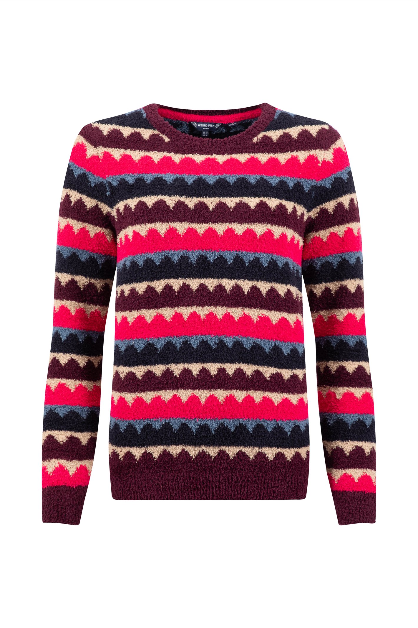 Weird Fish Tyla Cosy Patterned Knit Jumper Port Size 20