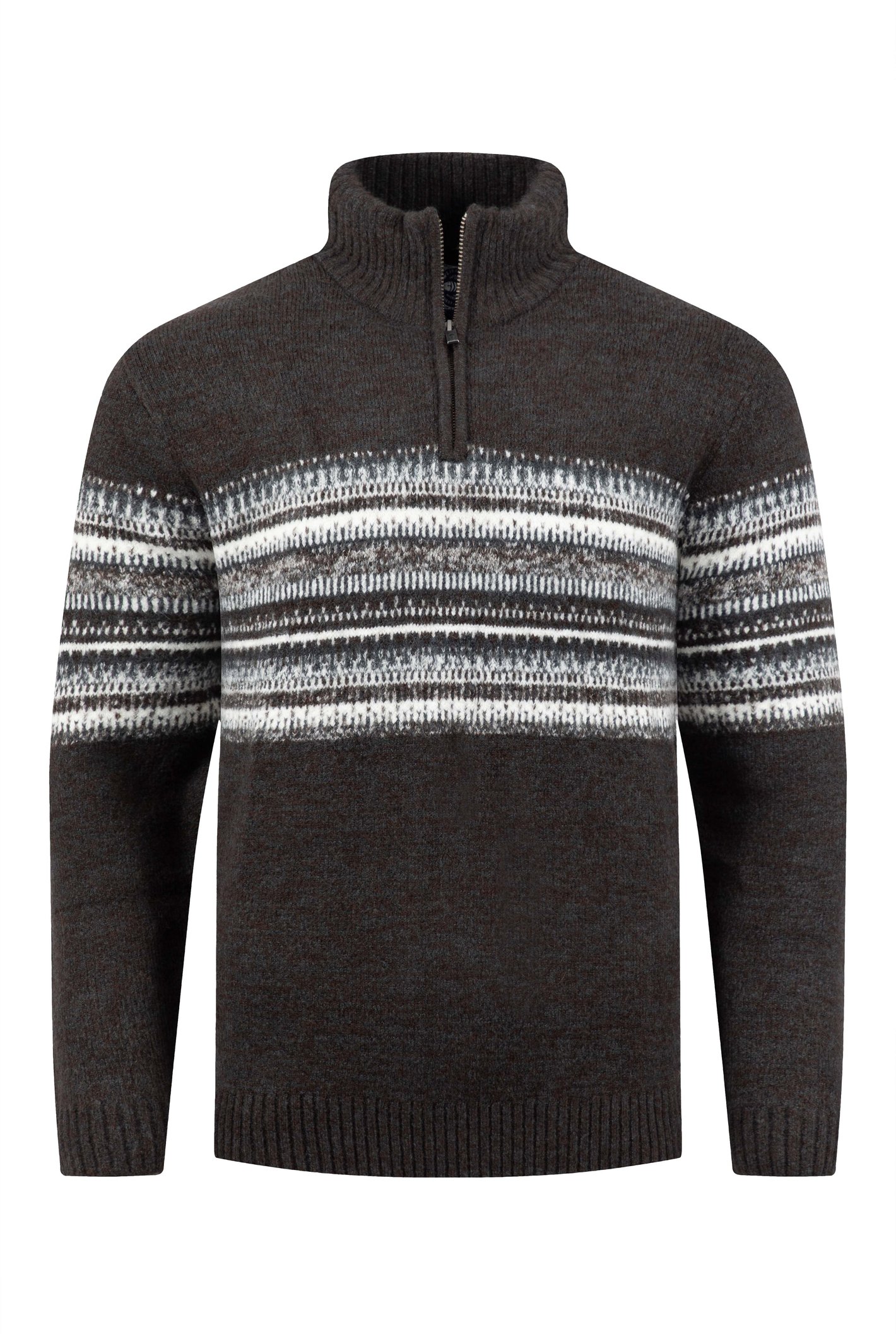 Weird Fish Bertie Fair Isle 1/4 Zip Jumper Black Size 4XL