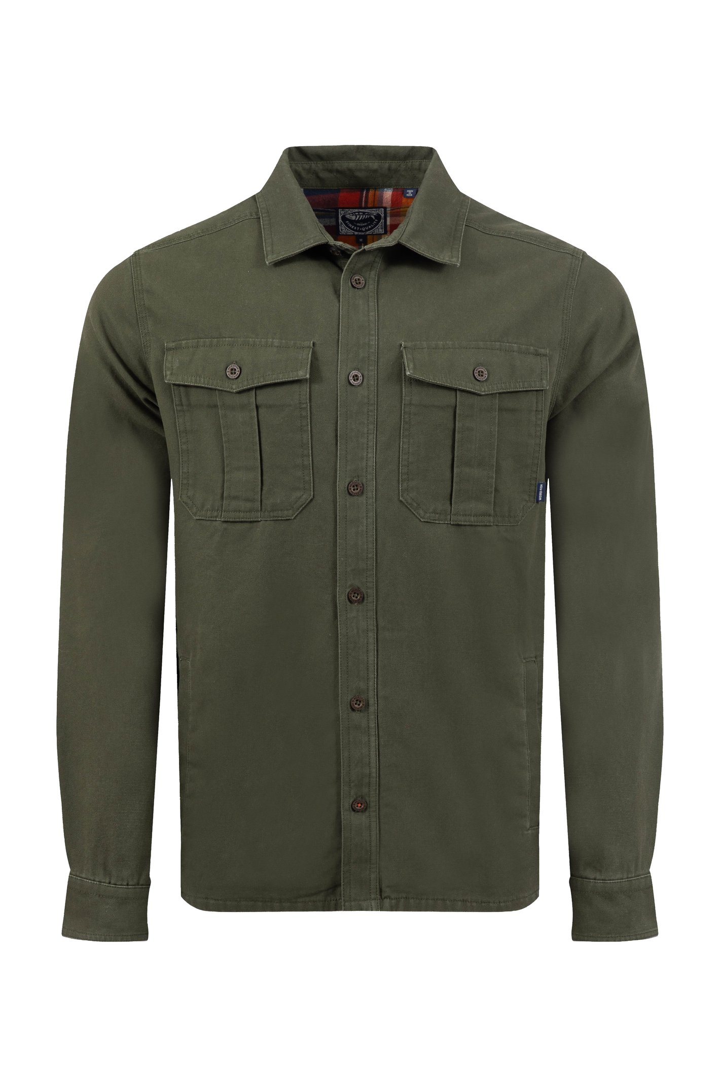 Weird Fish Weird Fish Garston Flannel Lined Twill Shirt Fir Green