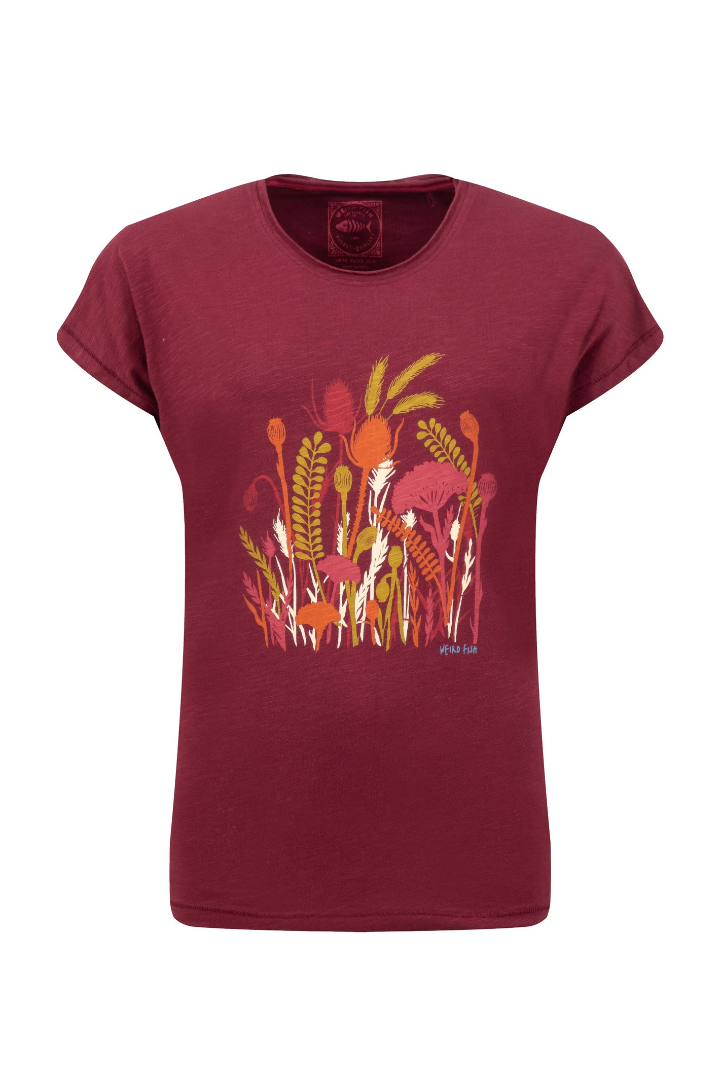 Weird Fish Wildflowers Front Print Graphic T-Shirt Red Grape Size 10