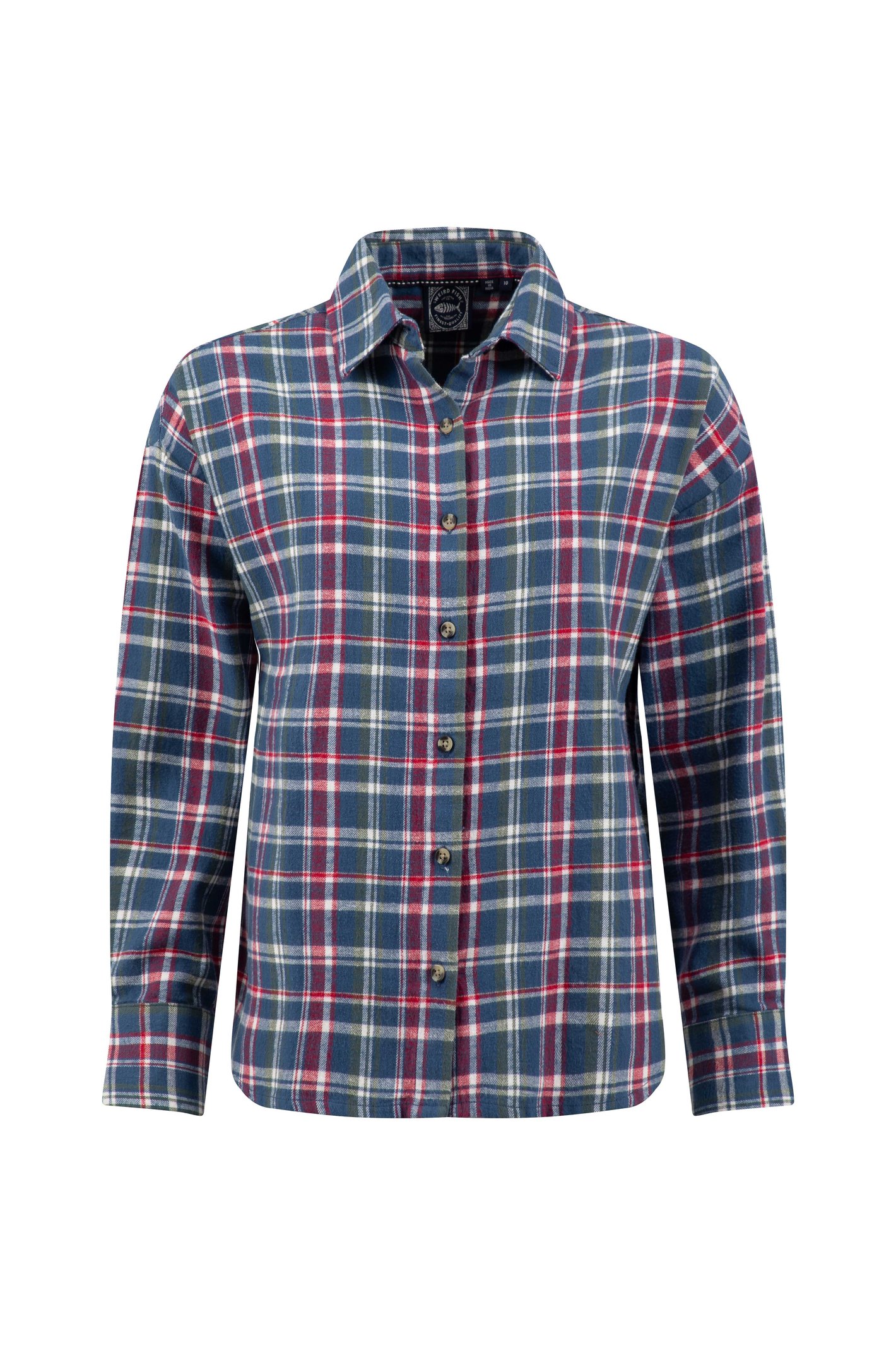 Weird Fish Corin Brushed Check Shirt Aster Blue Size 10