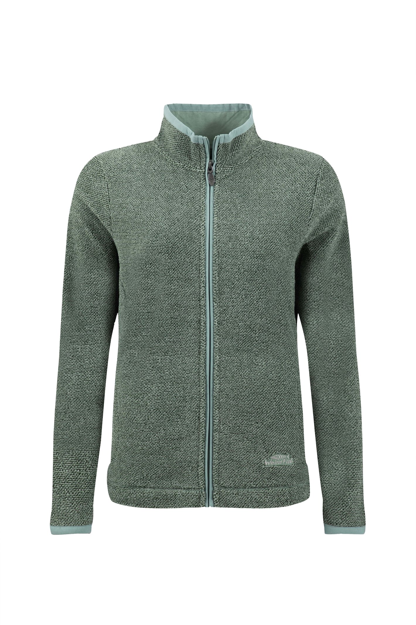 Weird Fish Cheryl Textured Full Zip Fleece Military Green Size 10