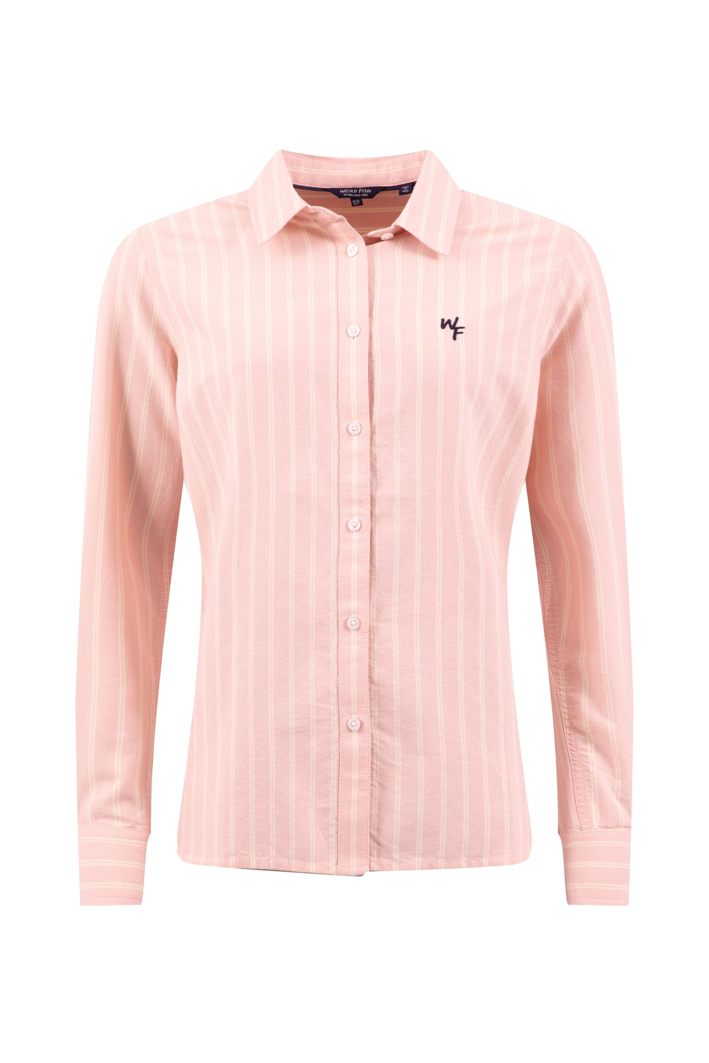 Weird Fish Eira Striped Oxford Shirt Rose Quartz Size 22