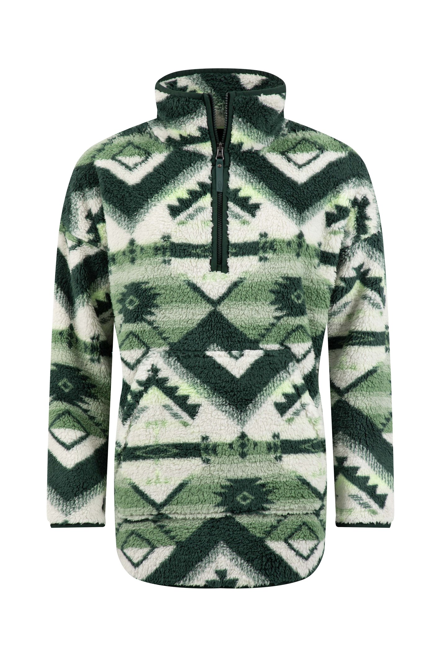 Weird Fish Pikard 1/4 Zip Printed Cosy Fleece Beetle Green Size 12