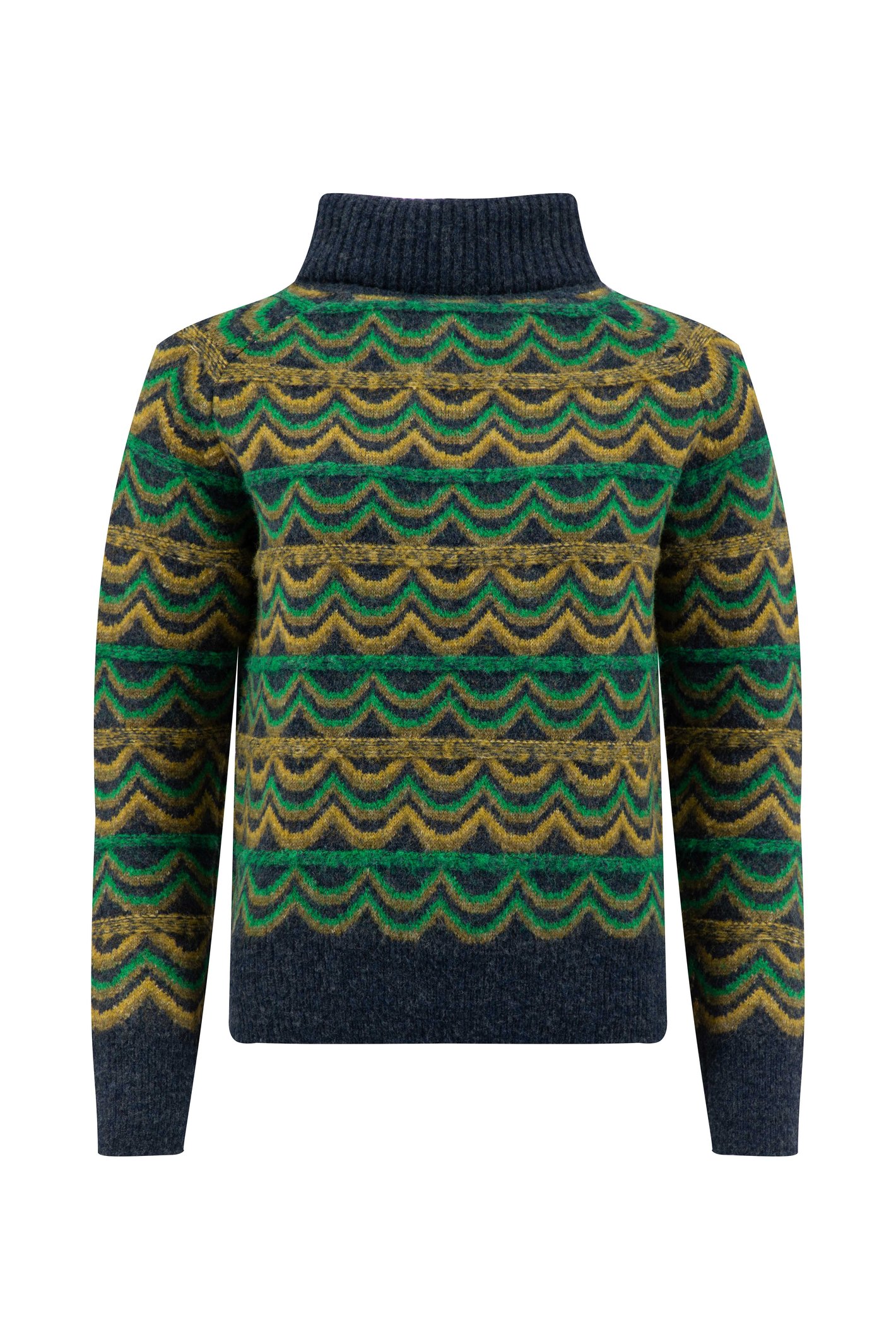 Weird Fish Dandi Patterned Roll Neck Jumper Navy Size 20