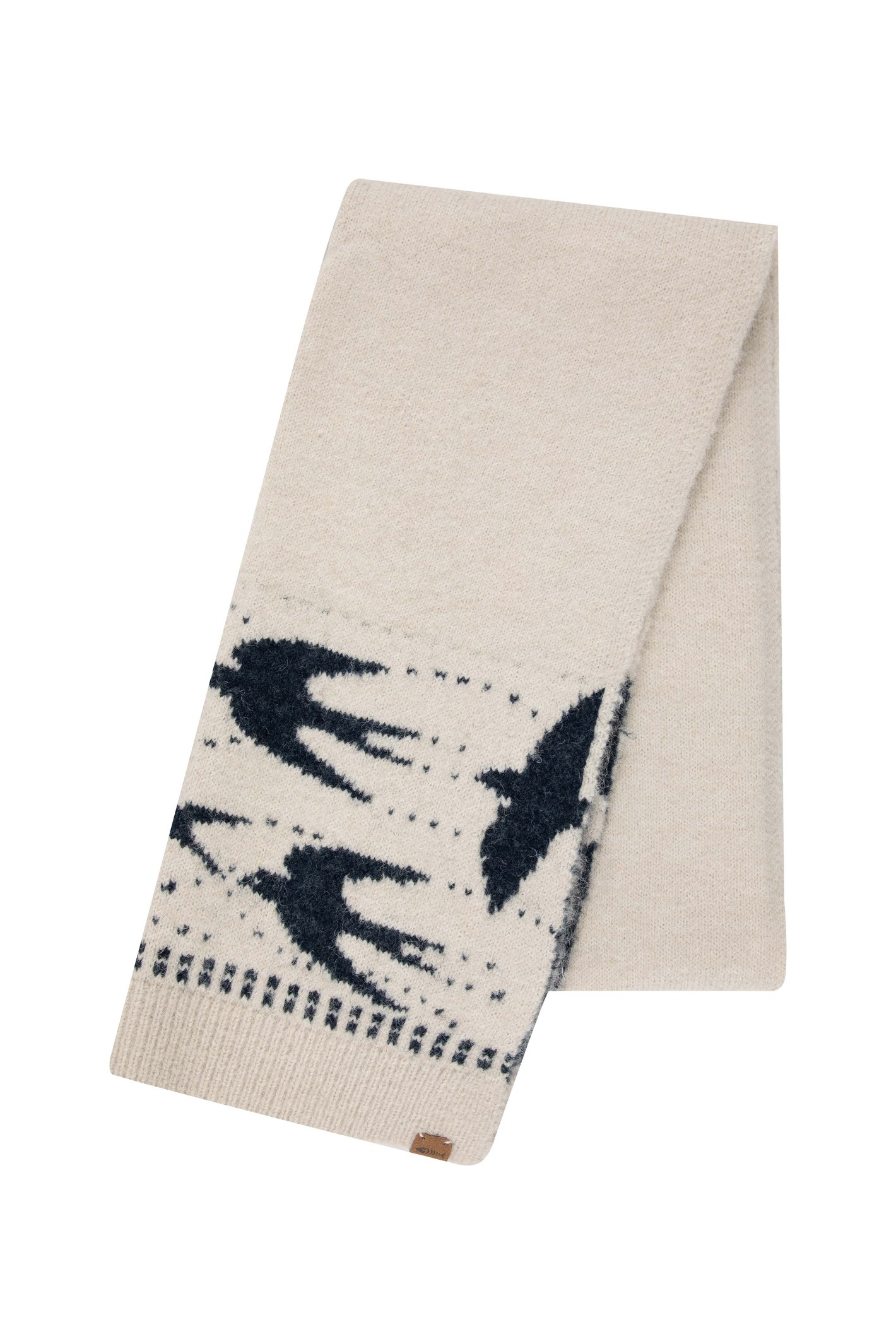 Weird Fish Thessaly Bird Fair Isle Scarf Ecru Size ONE