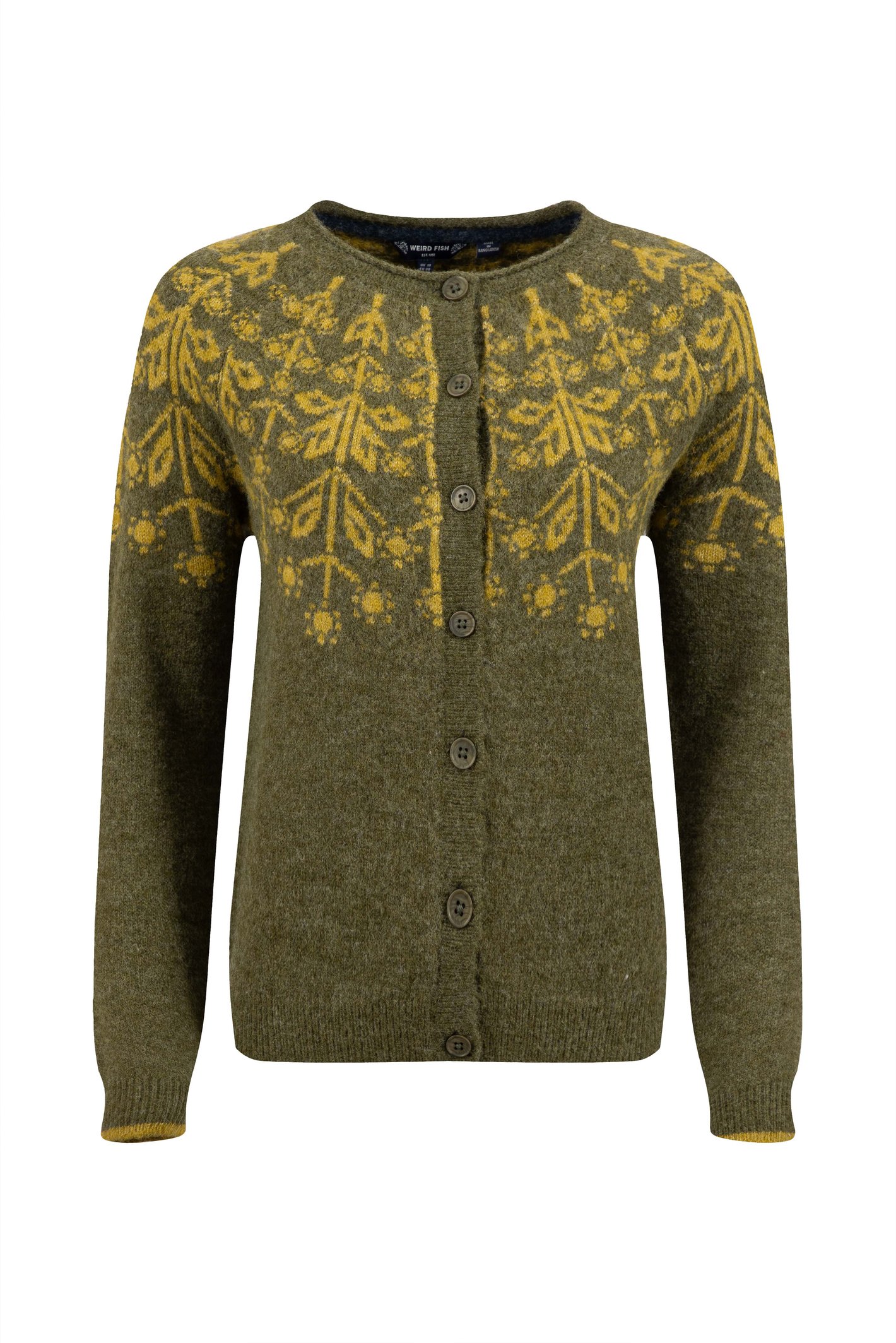 Weird Fish Sandy Fair Isle Cardigan Winter Green Size 20