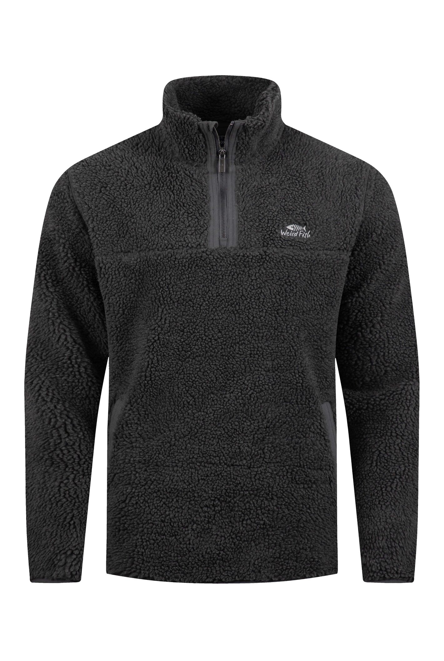 Weird Fish Woodrow 1/4 Zip Borg Fleece Charcoal Size M