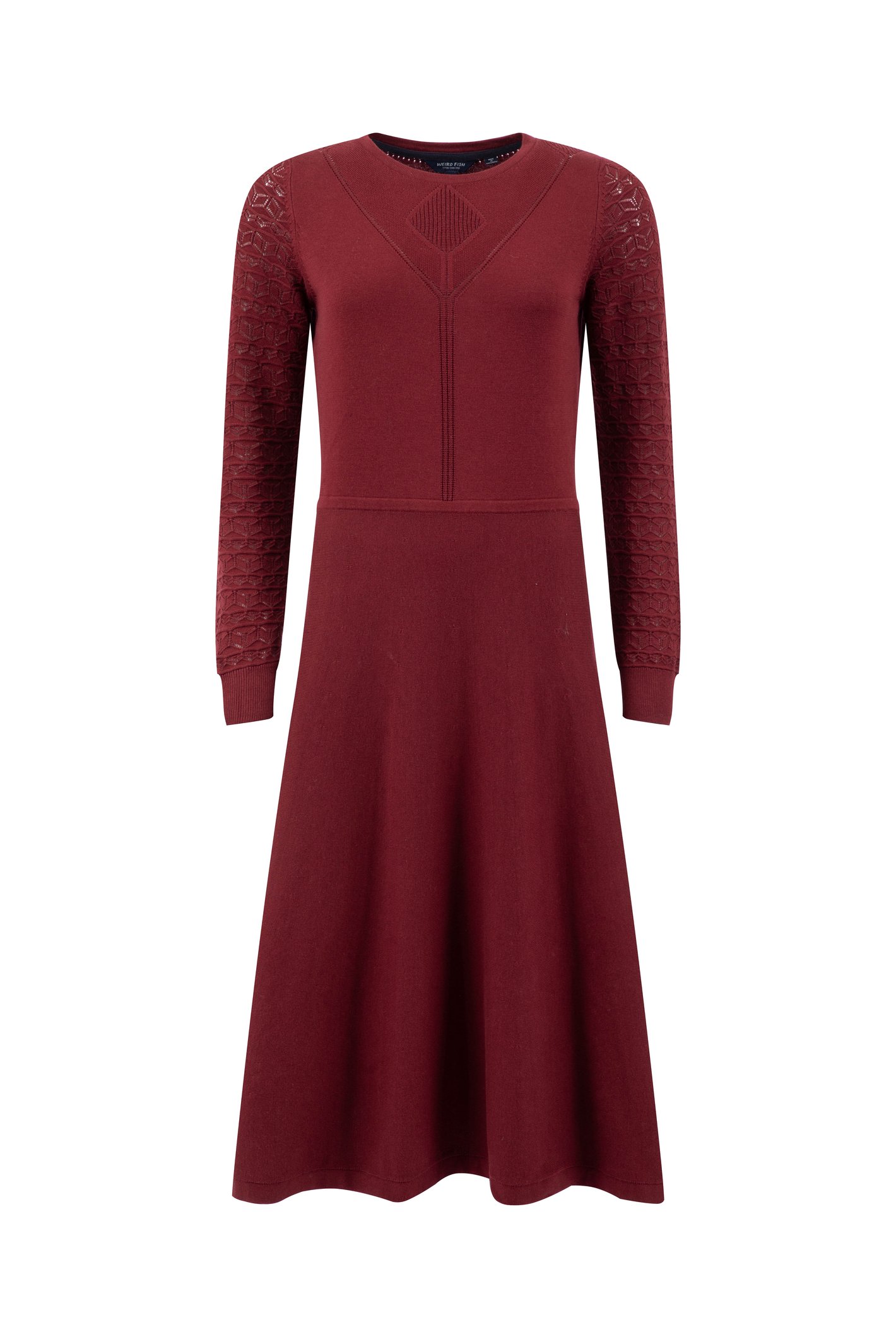Weird Fish Serora Knitted Long Sleeve Midi Dress Port Size 10