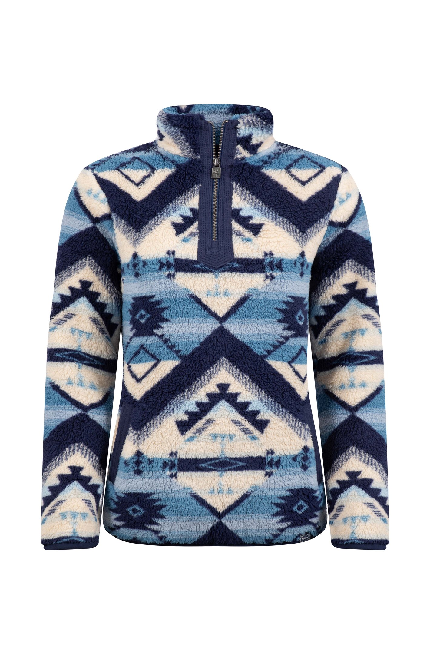 Weird Fish Sirena 1/4 Zip Printed Plush Popover Fleece Eclipse Blue Size 12