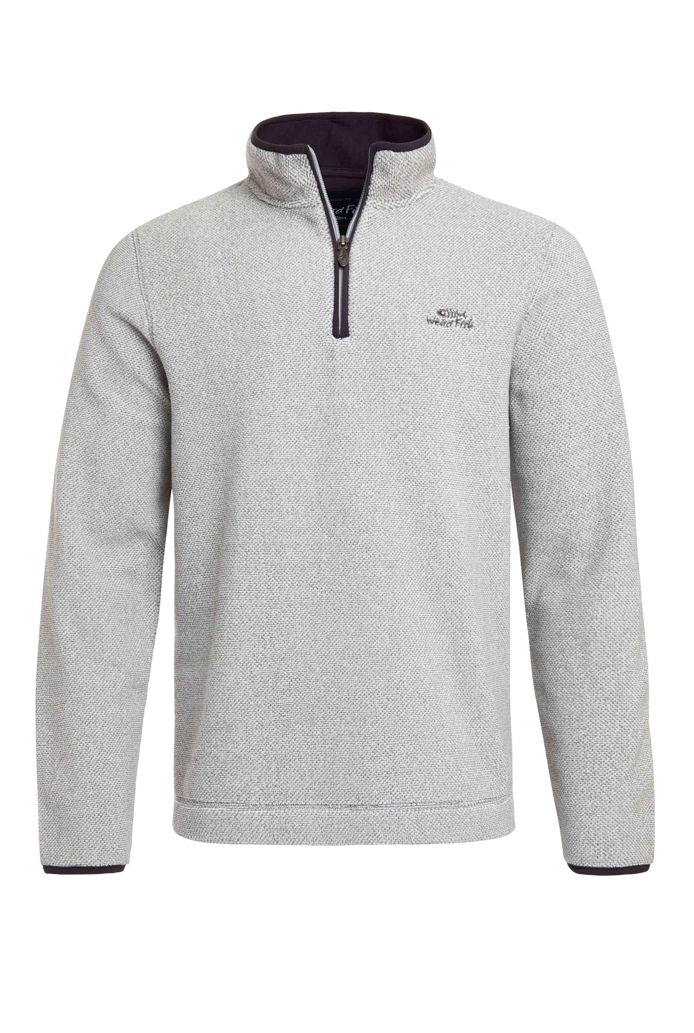 Weird Fish Errill Eco 1/4 Zip Textured Fleece Ecru Size M