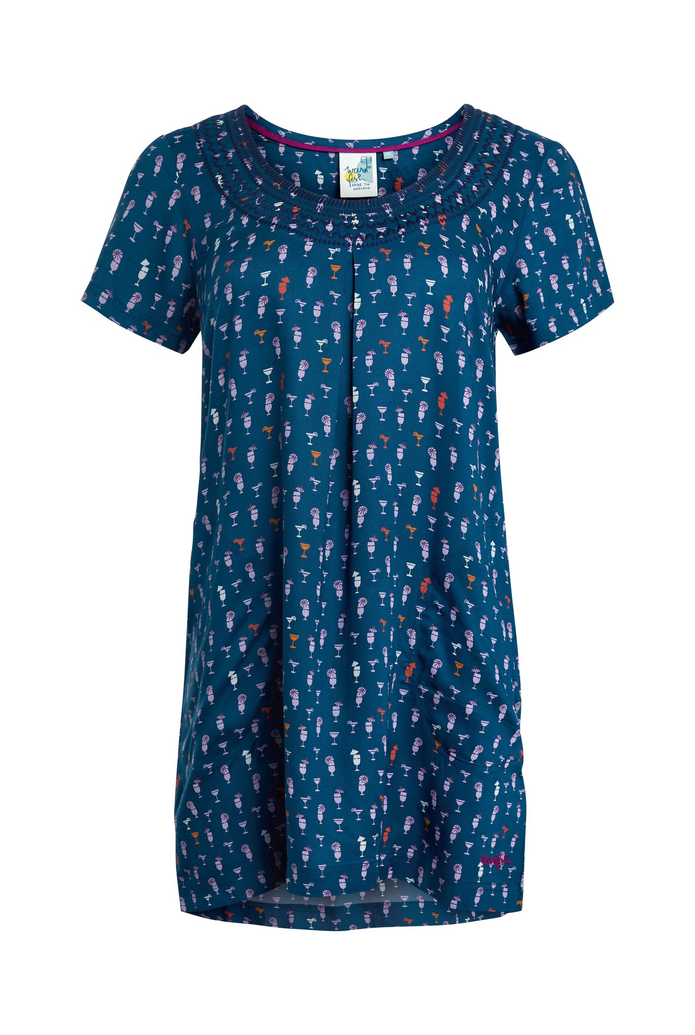 Weird Fish Santo Lenzing EcoVerotm Embroidered Tunic Majolica Blue Size 8