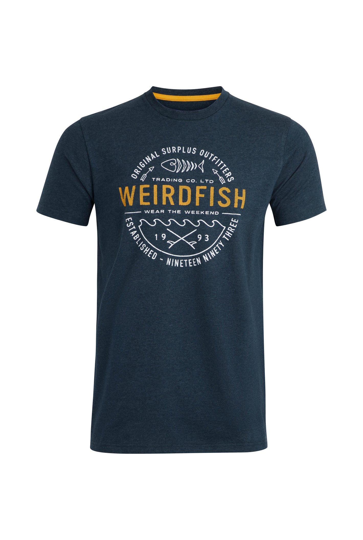 Weird Fish Waves Graphic T-Shirt Navy Size S