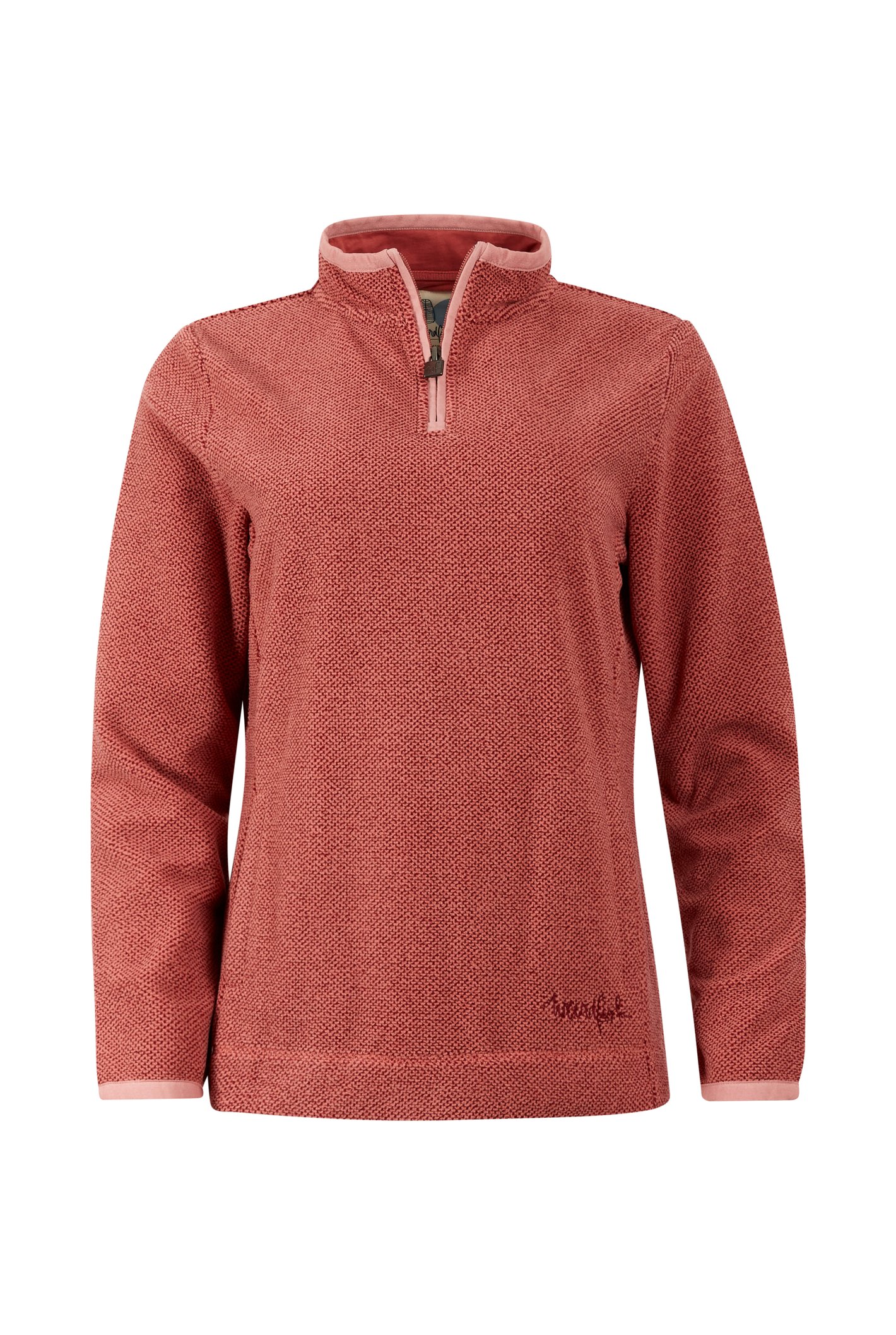 Weird Fish Georgina Eco 1/4 Zip Textured Fleece Rosewood Size 8