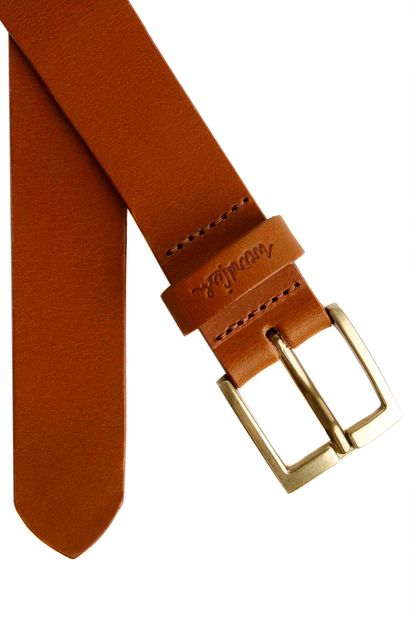 Weird Fish Penny Leather Belt Brown Size L/XL