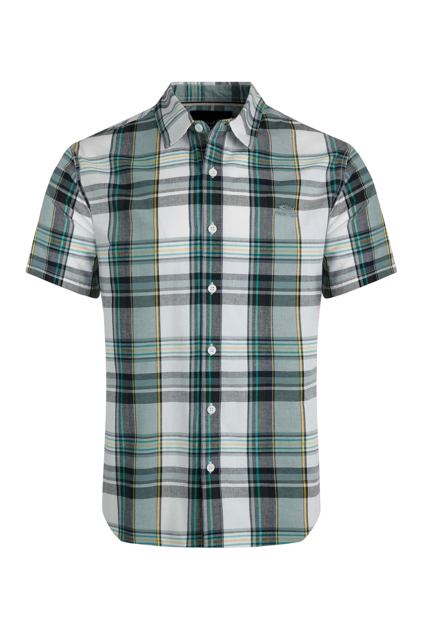 Weird Fish Judd Organic Cotton Short Sleeve Check Shirt Dusty White Size M