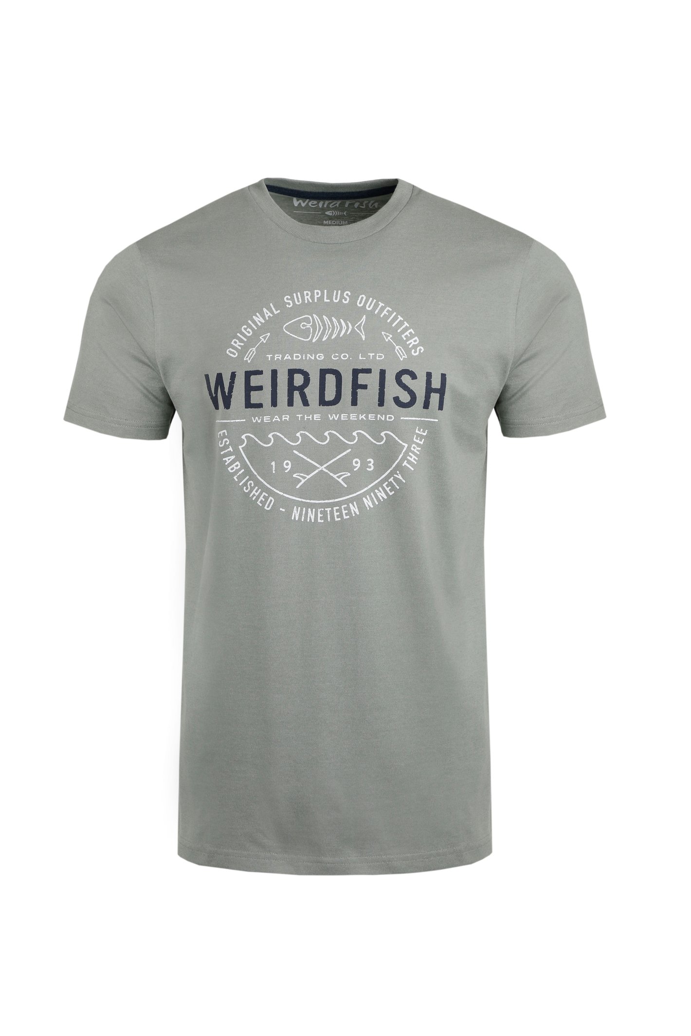 Weird Fish Waves Graphic T-Shirt Shadow Size 4Xl