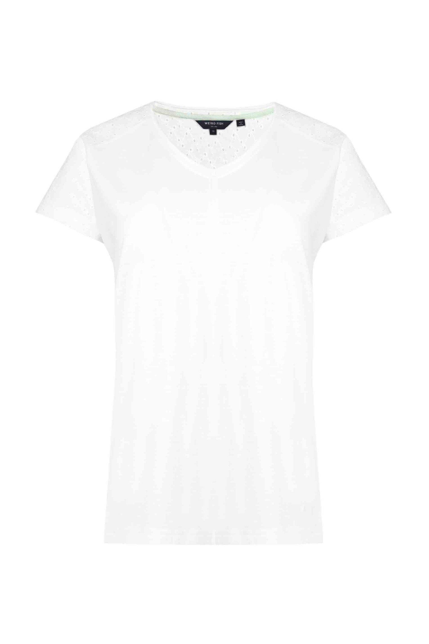 Weird Fish Pernille Organic Cotton Cutaway T-Shirt White Size 8