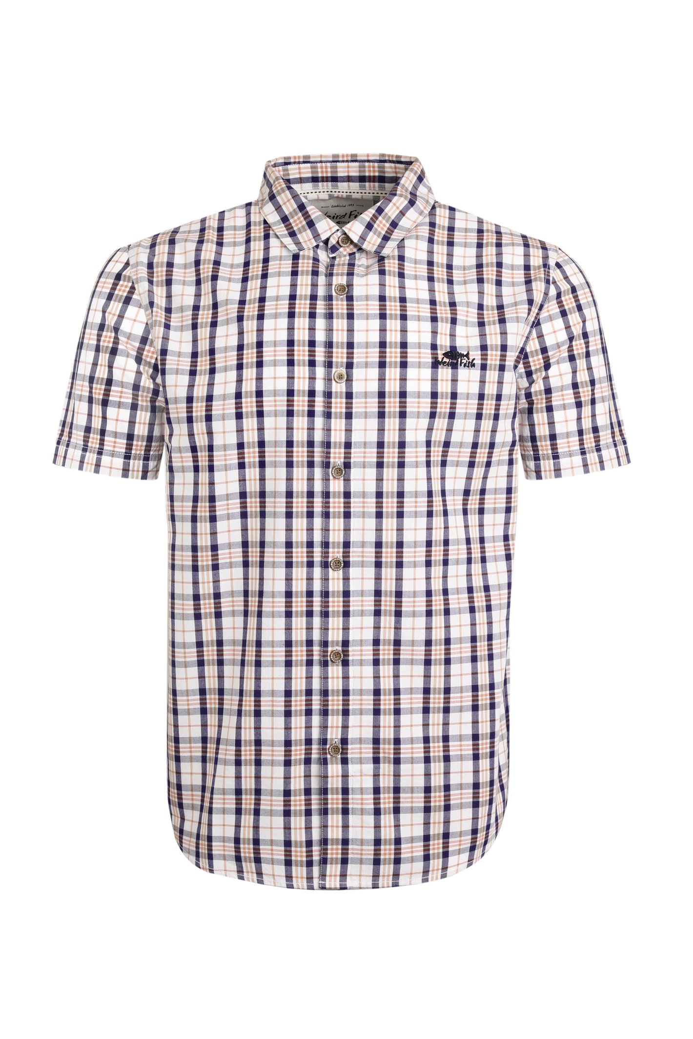 Weird Fish Judd Short Sleeve Check Shirt Rust Size 2XL