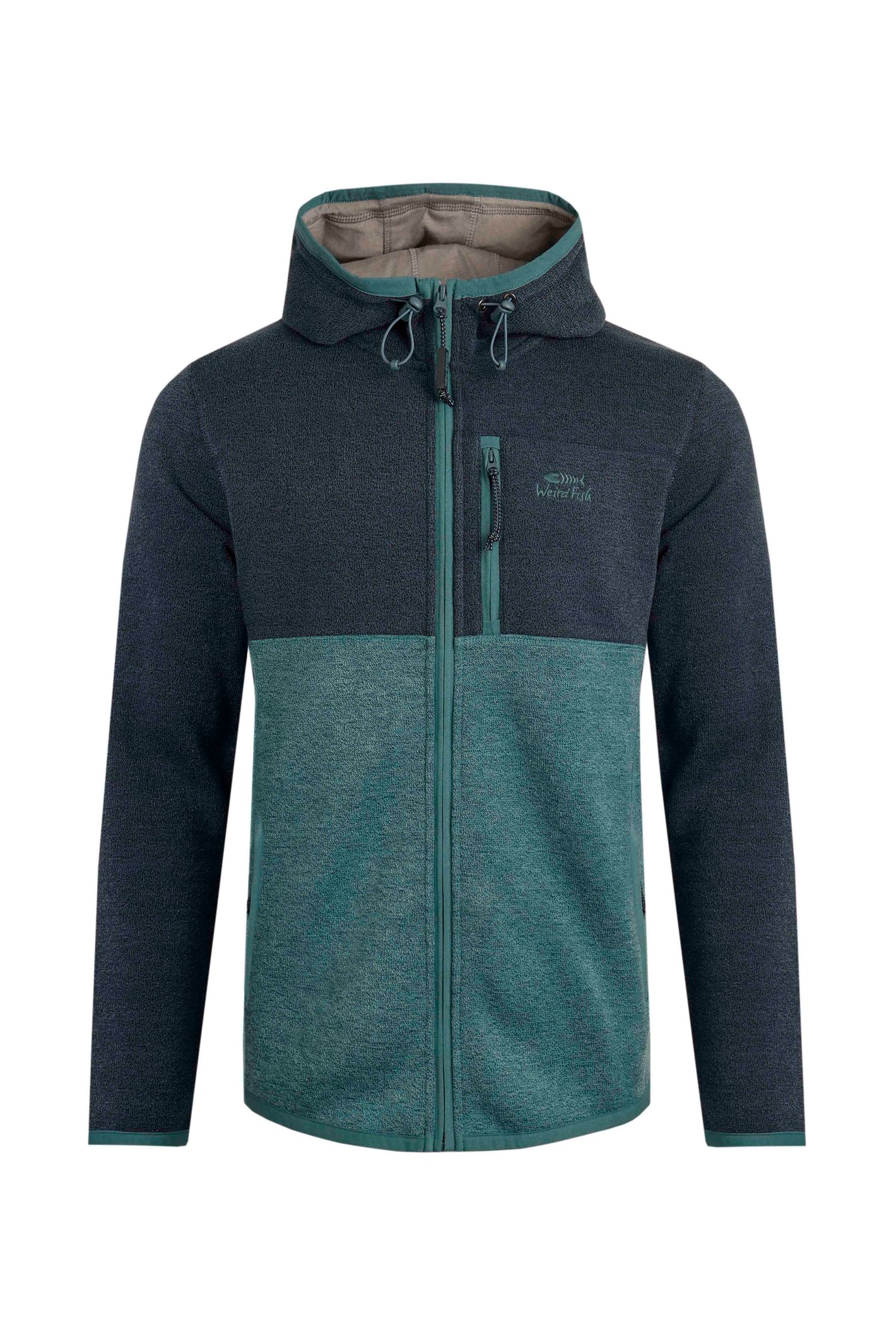 Weird Fish Darnaway Recycled Full Zip Soft Knit Hoodie Teal Blue Size S