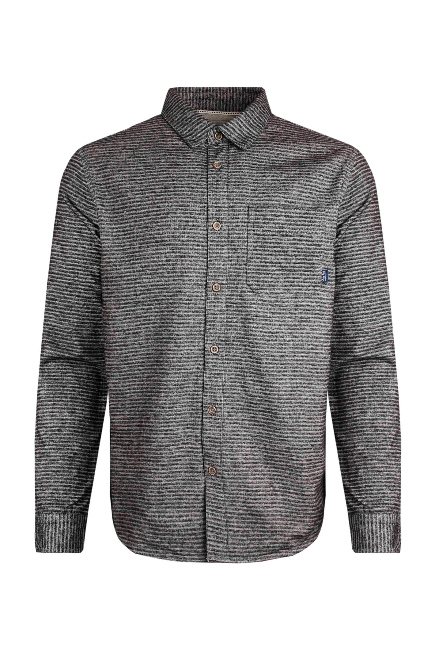 Weird Fish Glenarm Oxford Stripe Jersey Lined Shirt Dark Grey Size L