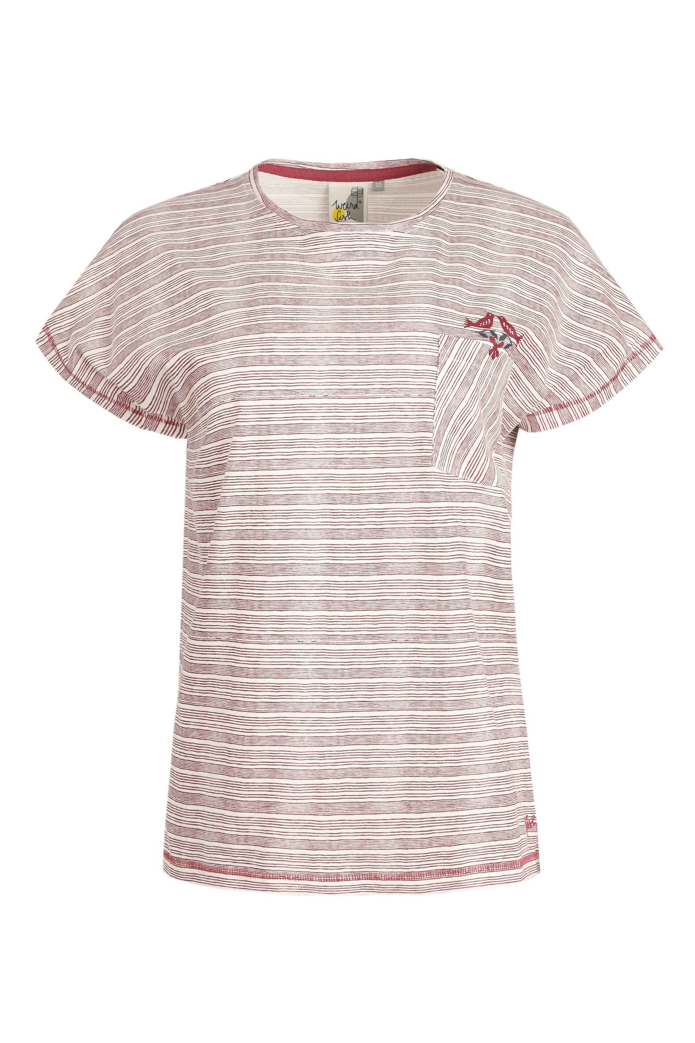 Weird Fish Thalassa Organic Striped T-Shirt Berry Size 16