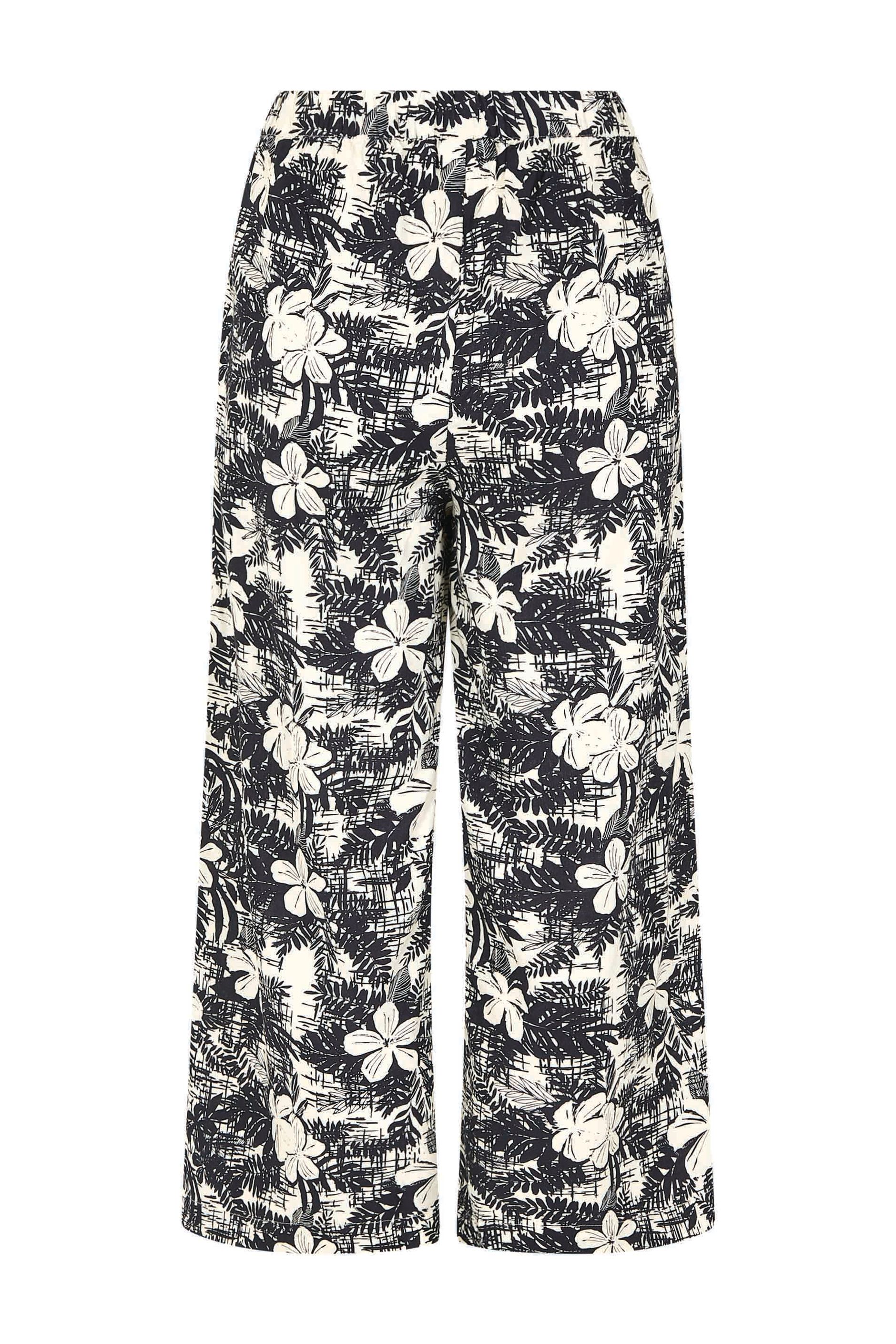 Tresco Eco Viscose Printed Wide Leg Cropped Trousers Dark Denim | Weird ...