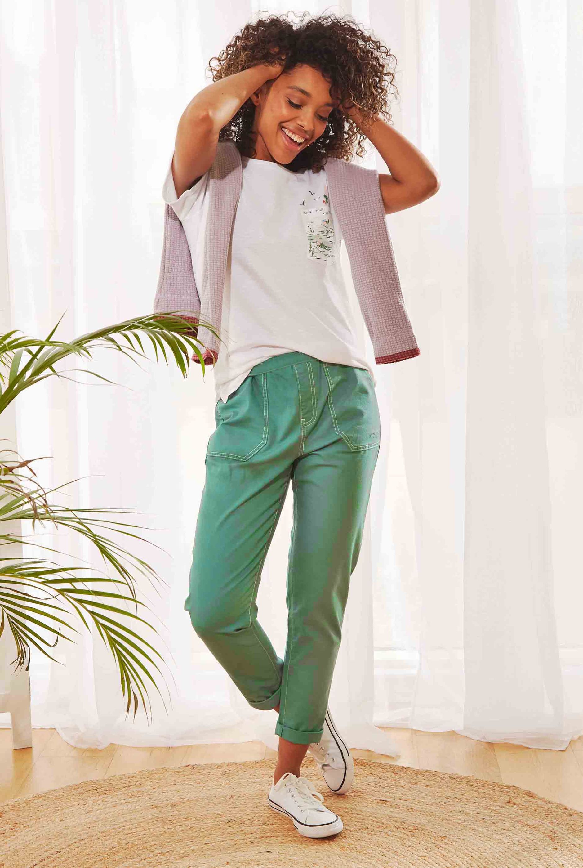 Wild Flower Green Pants – She Is Boutique