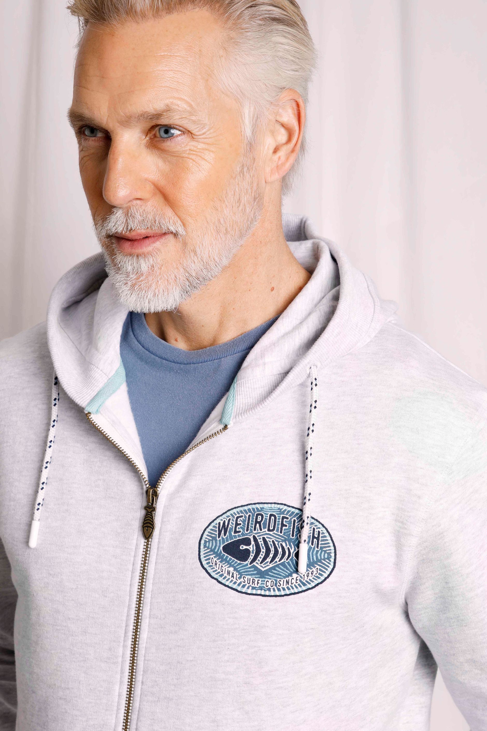 Tyndall Graphic Full Zip Hoodie Grey Weird Fish