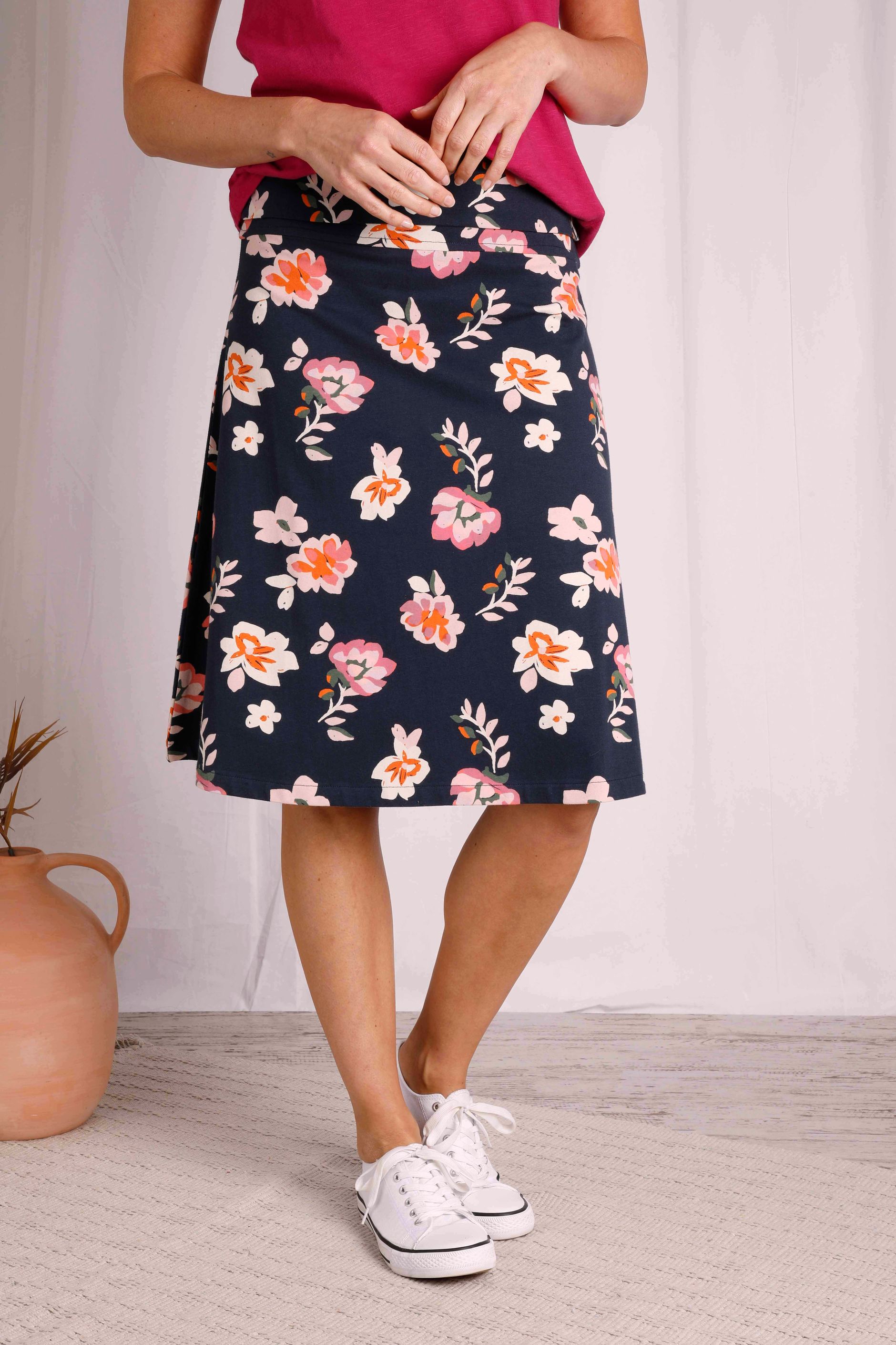 Malmo Organic Printed Jersey Skirt Rich Navy | Weird Fish