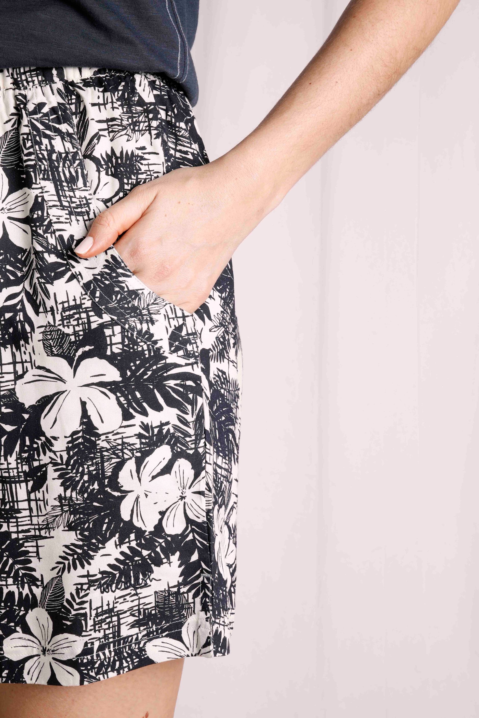 Sundance Eco Viscose Printed Shorts Dark Denim Weird Fish