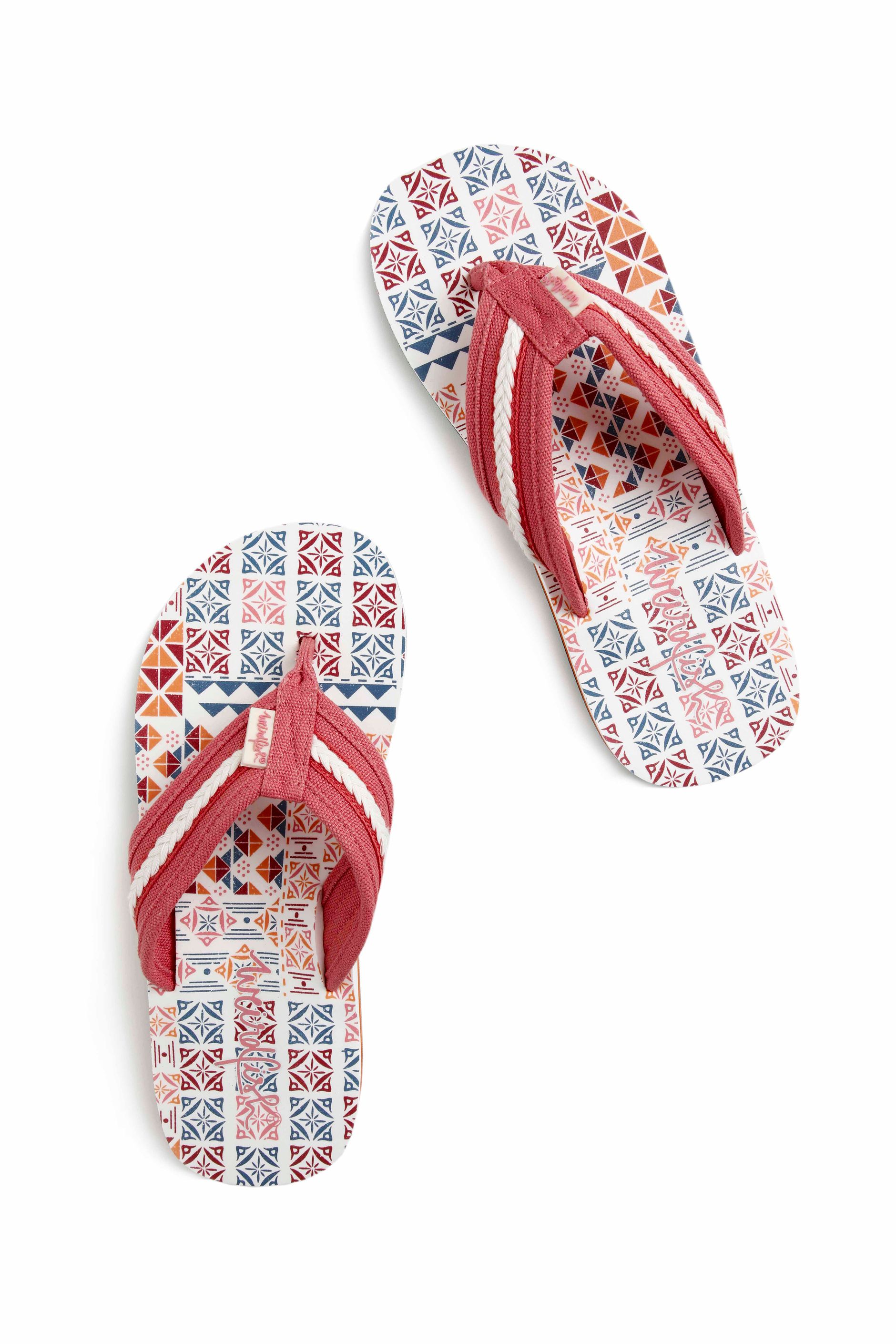 Salcombe Printed Flip Flops Light Cream Weird Fish