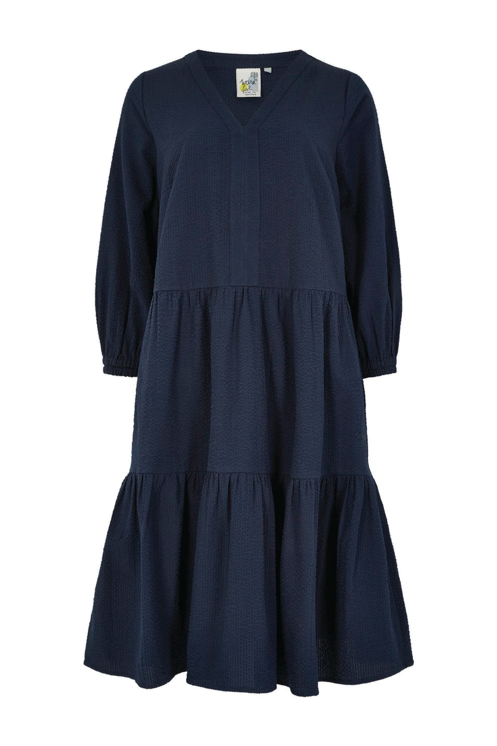 Margo Eco Seersucker Dress Navy | Weird Fish