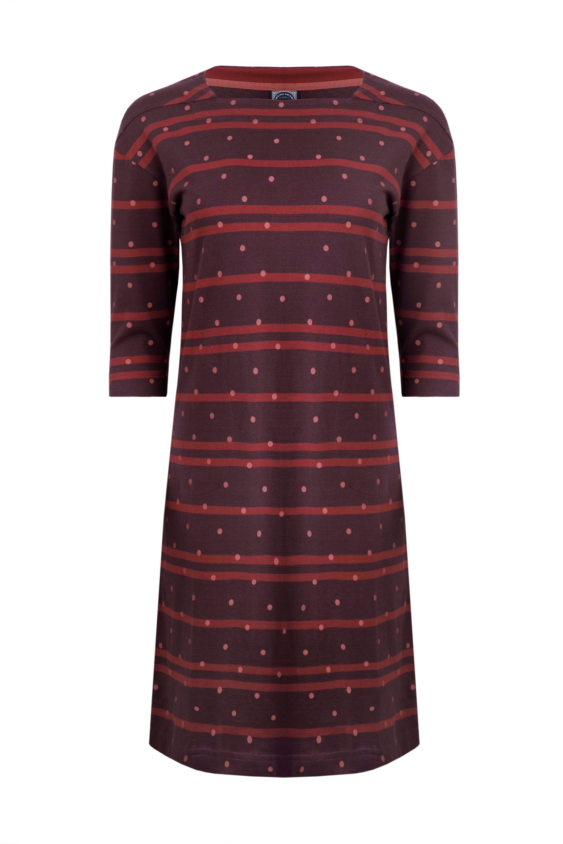 Amria Organic Cotton Square Neck Jersey Dress Mulled Wine | Weird Fish