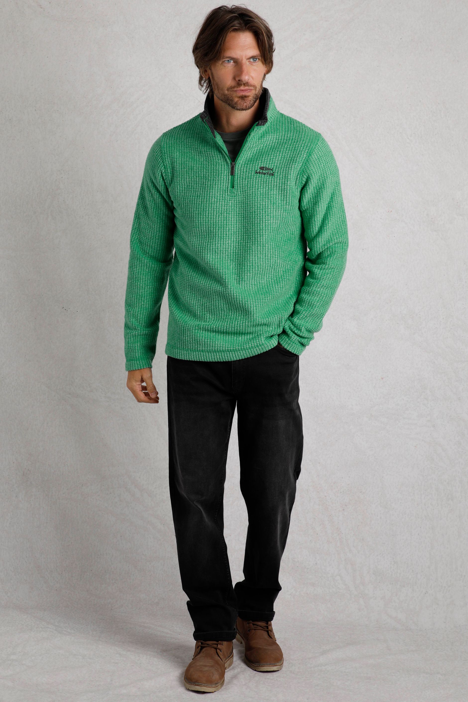 Polaire Homme Weird Fish – 1/4 Zip – Vert Moyen/gris – Taille M – Occasion TBE