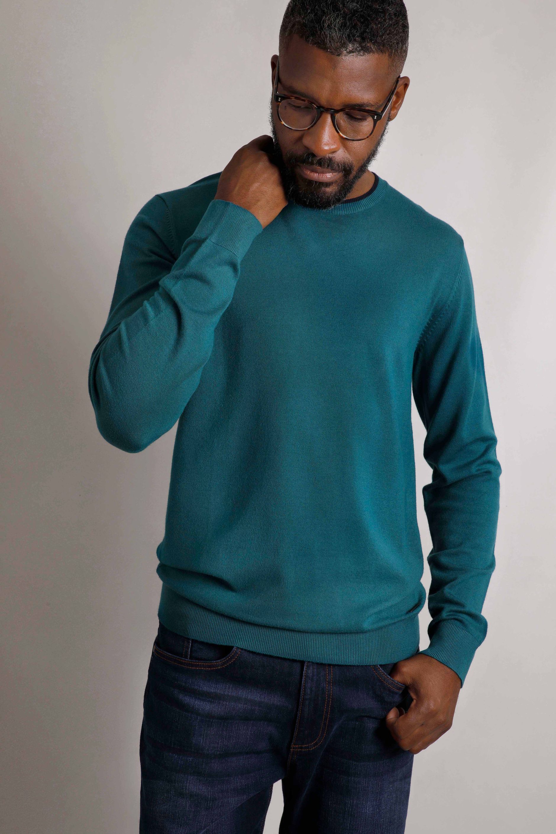 Blue fine knit jumper best sale