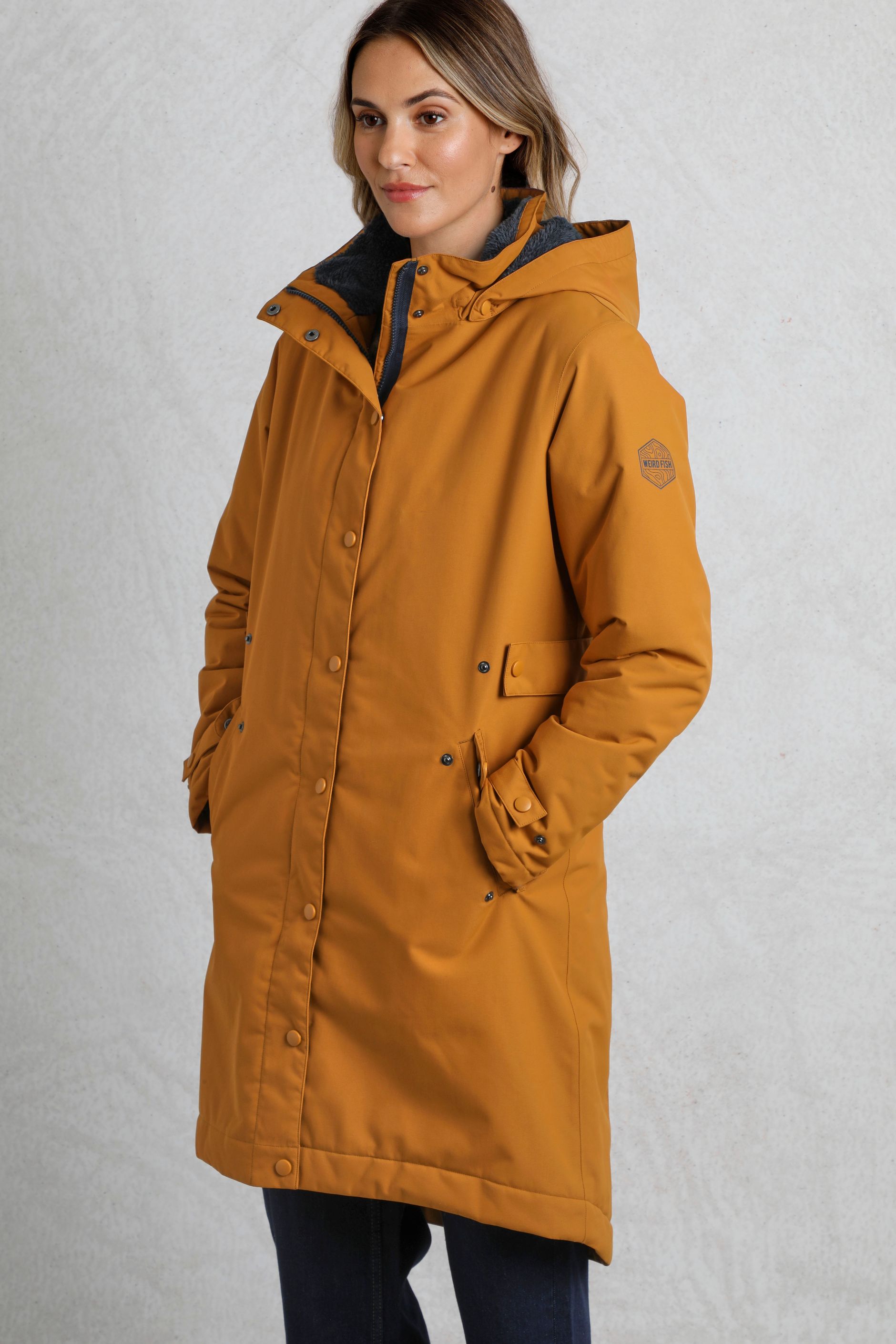 Kenzie Recycled Waterproof Coat Mustard | Weird Fish