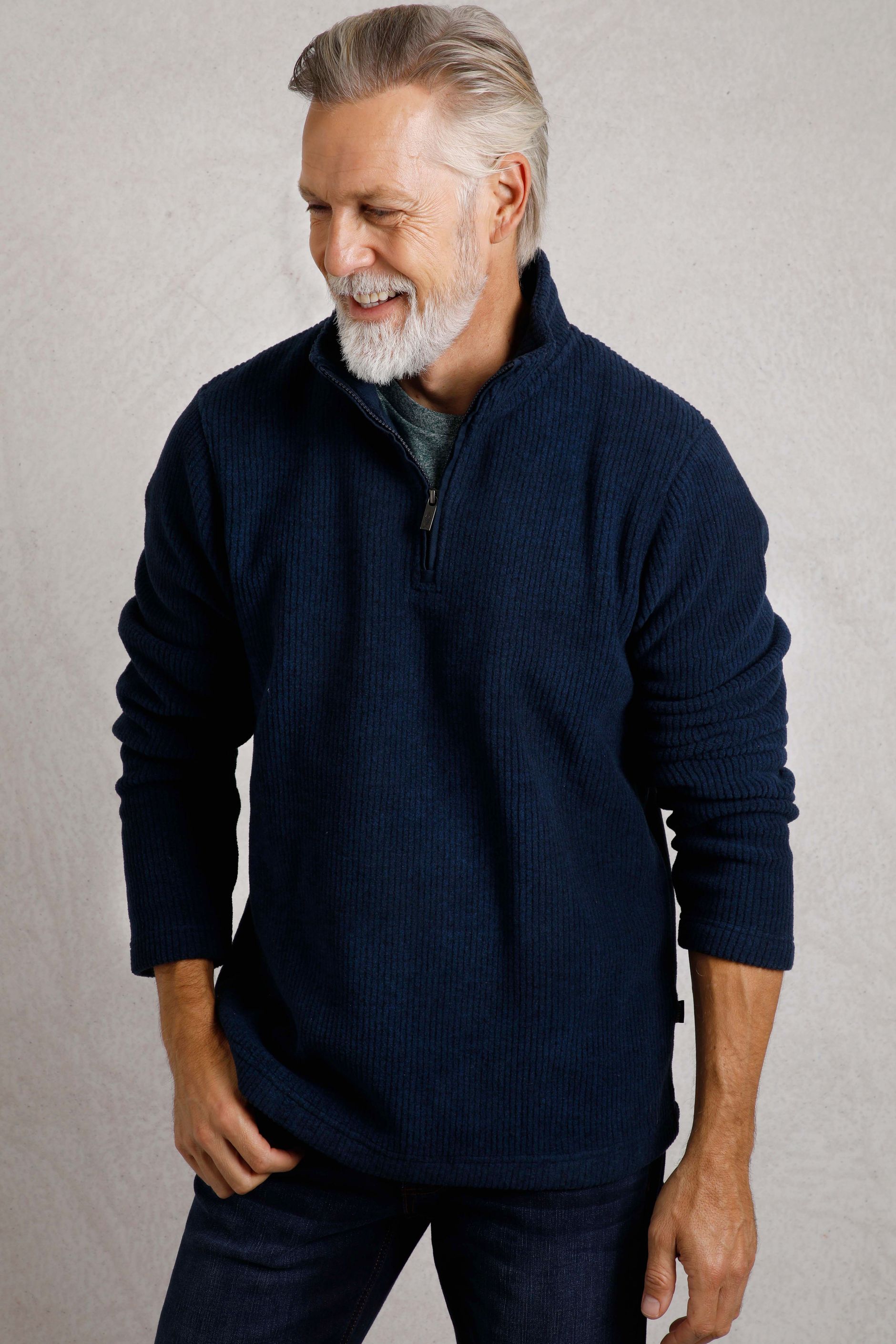 Newport Eco 1/4 Zip Rib Fleece Federal Blue | Weird Fish