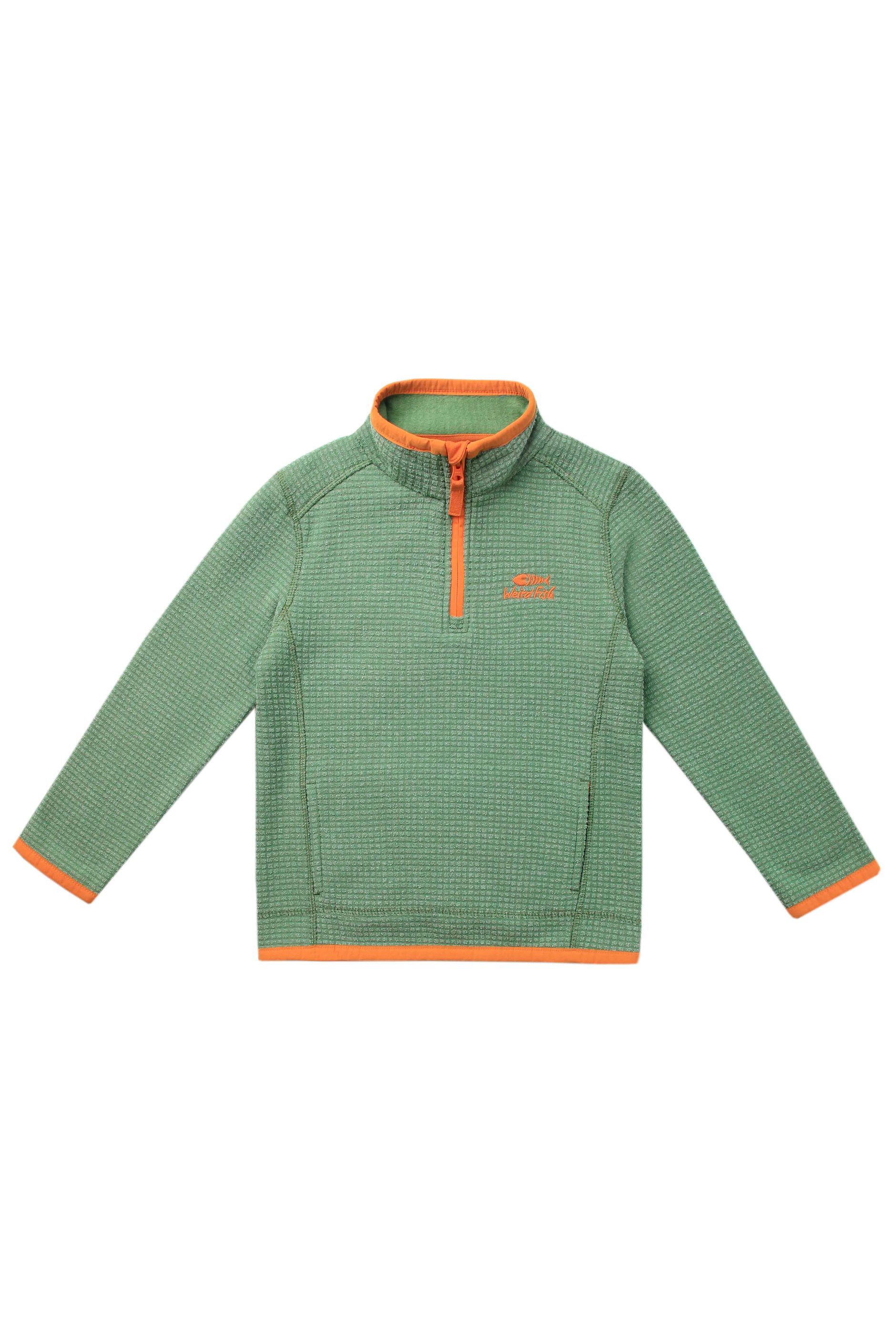Archie Unisex Eco 1/4 Zip Grid Fleece Green | Weird Fish