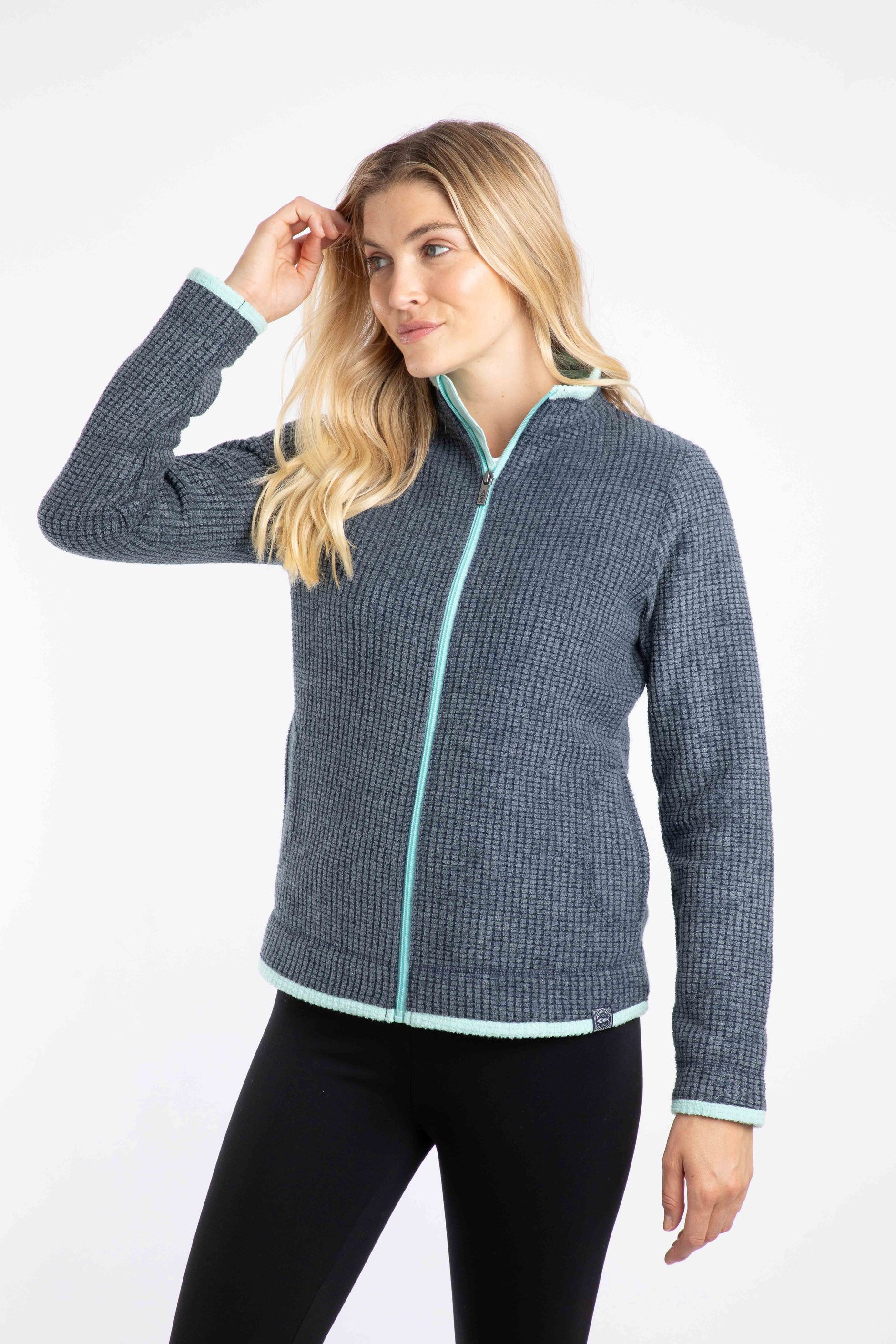 Ariana Full Zip Grid Fleece Rich Navy | Weird Fish