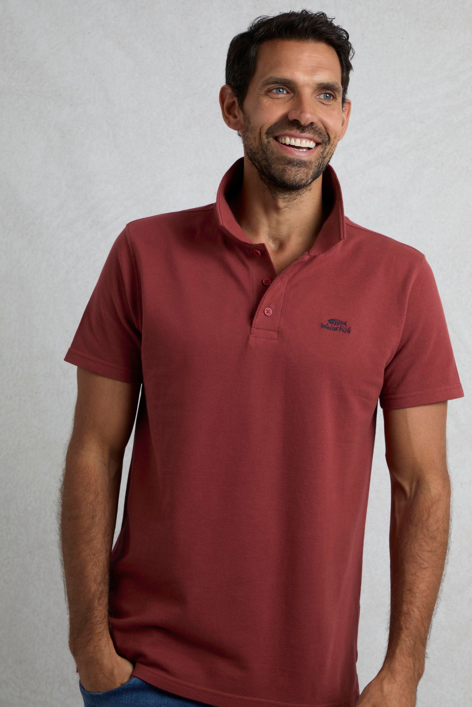 Giles Pique Polo Shirt Foxberry | Weird Fish