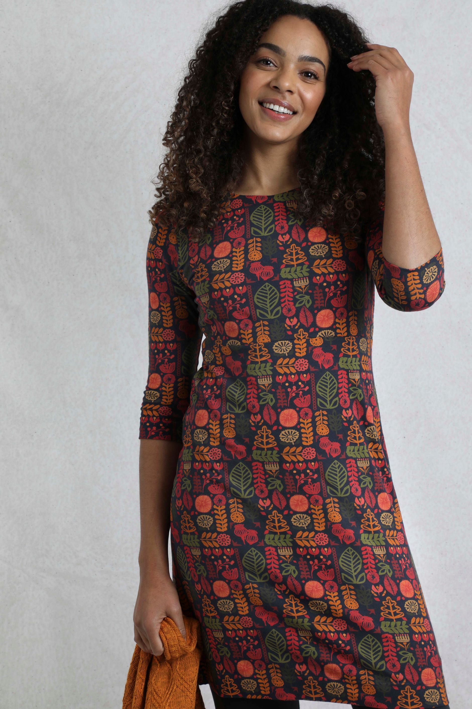 Shafika Printed Jersey Dress Navy Weird Fish